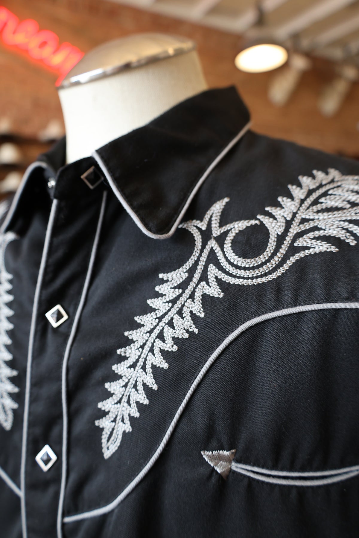 Vintage Scully Black with Grey Embroidery Western Shirt