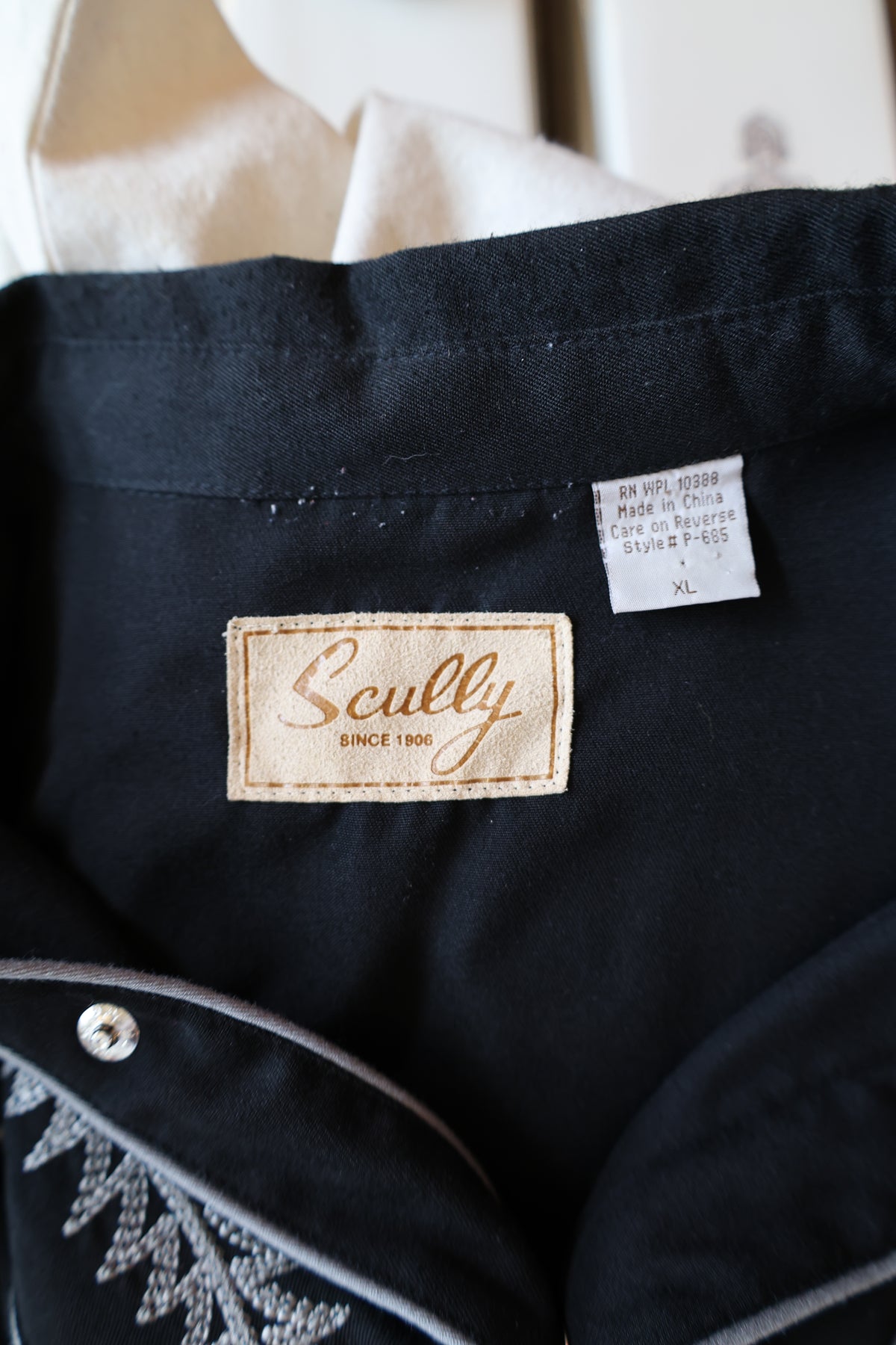 Vintage Scully Black with Grey Embroidery Western Shirt