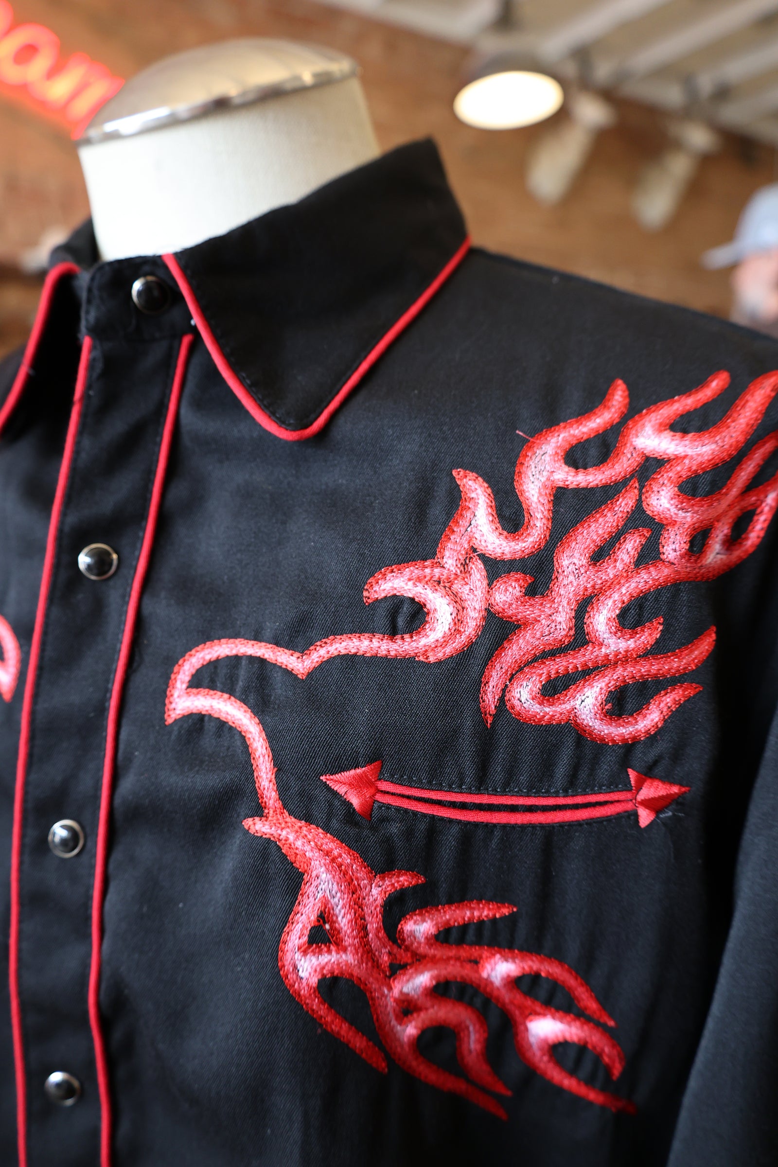 Vintage Scully Flame Embroidery Western Shirt