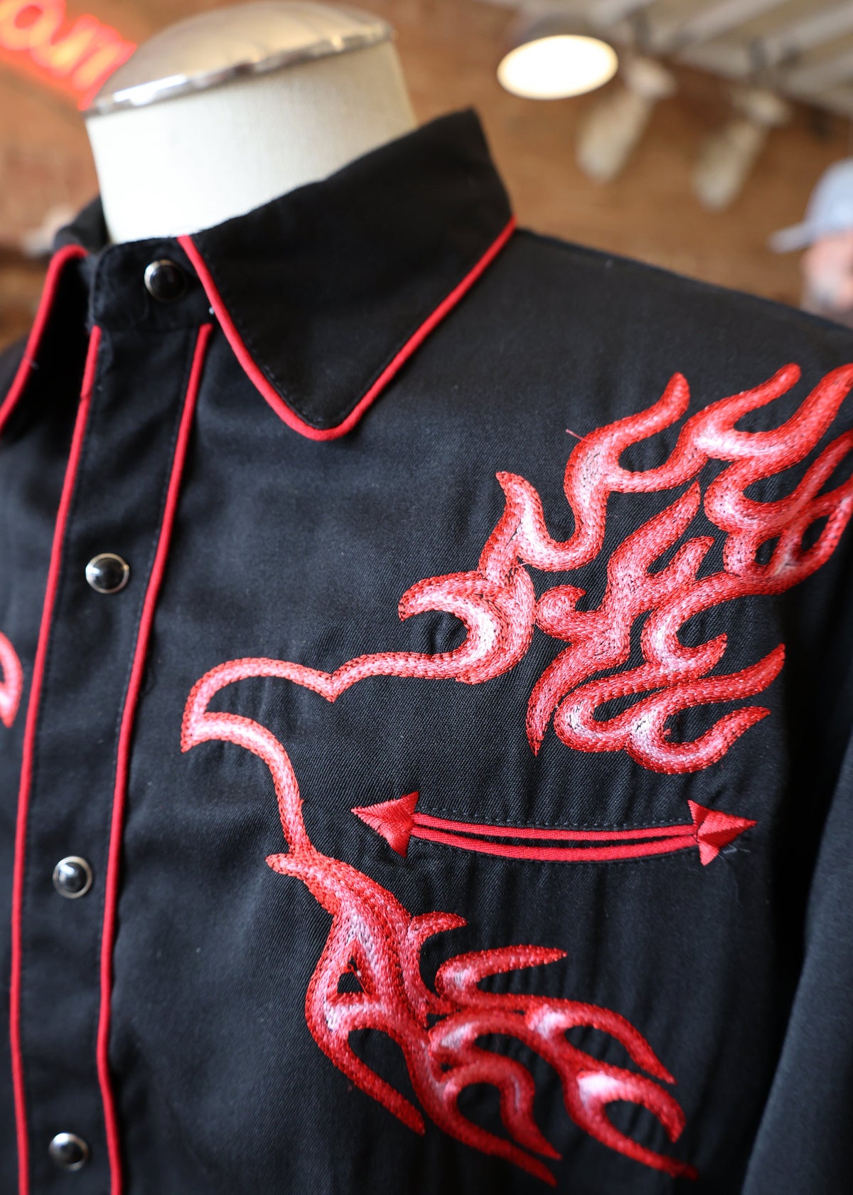 Scully Flame Embroidery Western Shirt