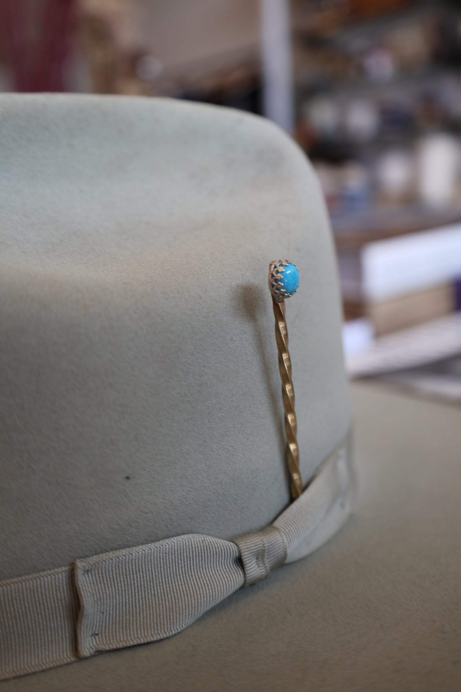 Turquoise Sterling Silver Cowboy Toothpick - Hat Pin