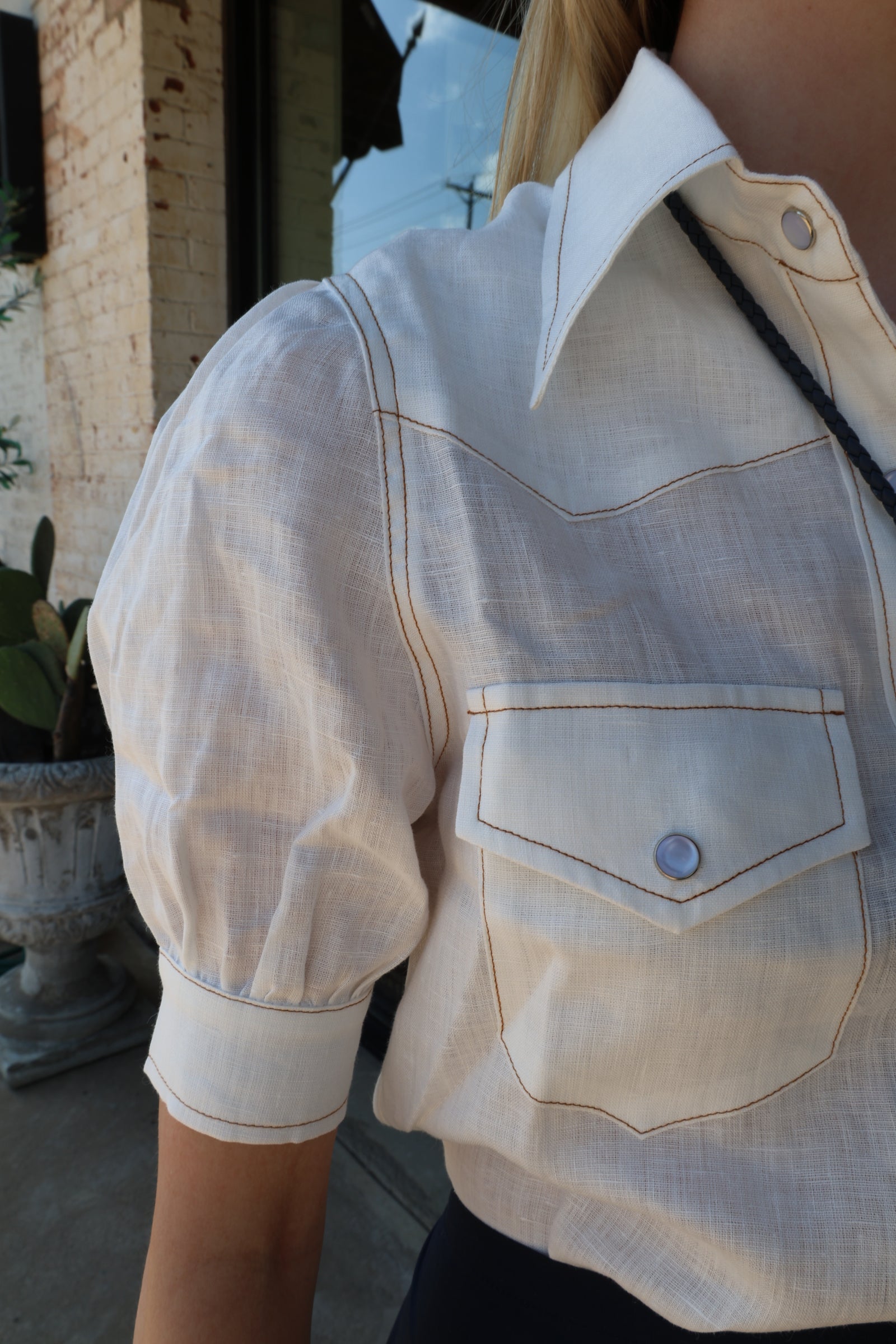 Linen Short Sleeve Western Shirt