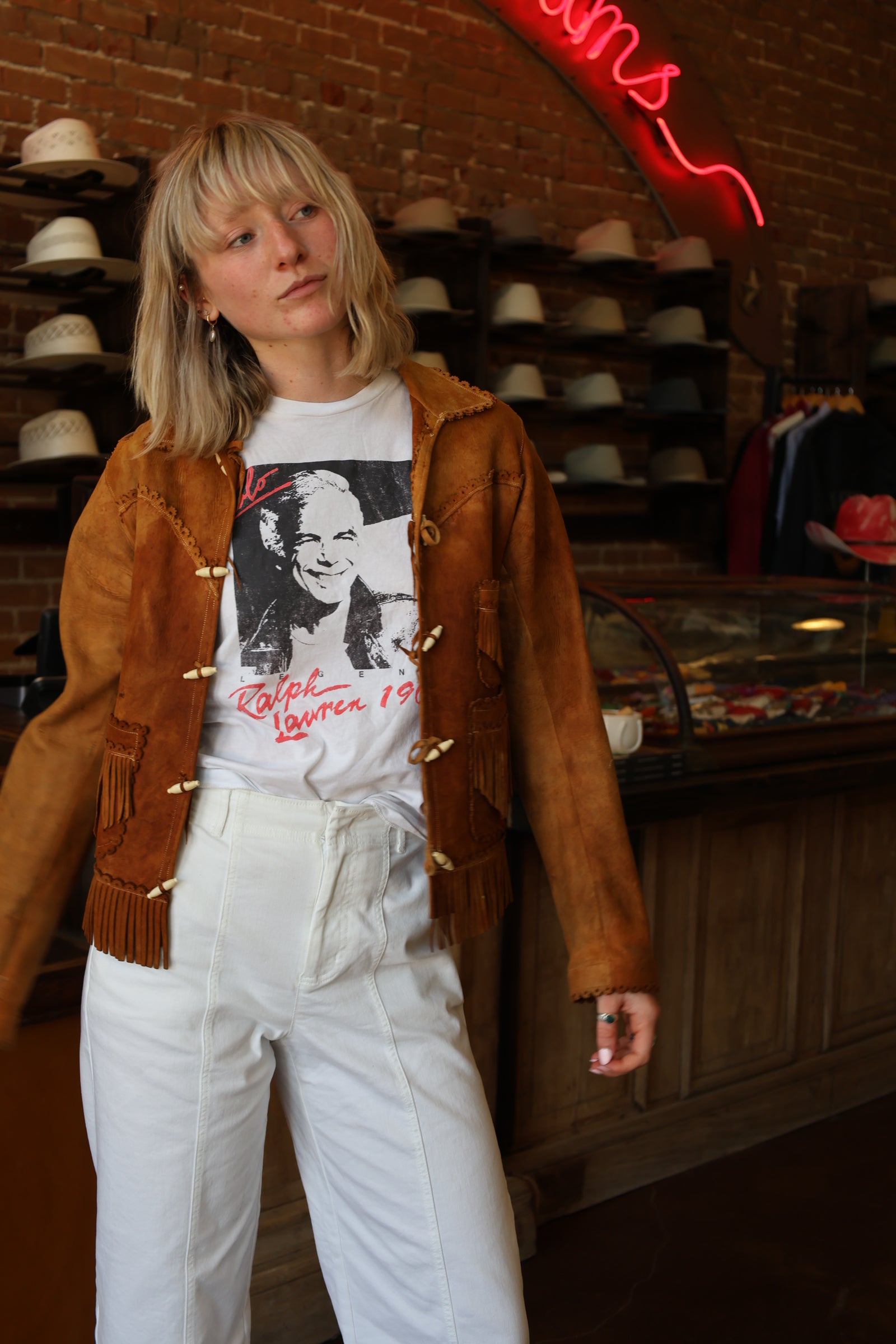 Vintage Handmade Fringe Jacket with Trim