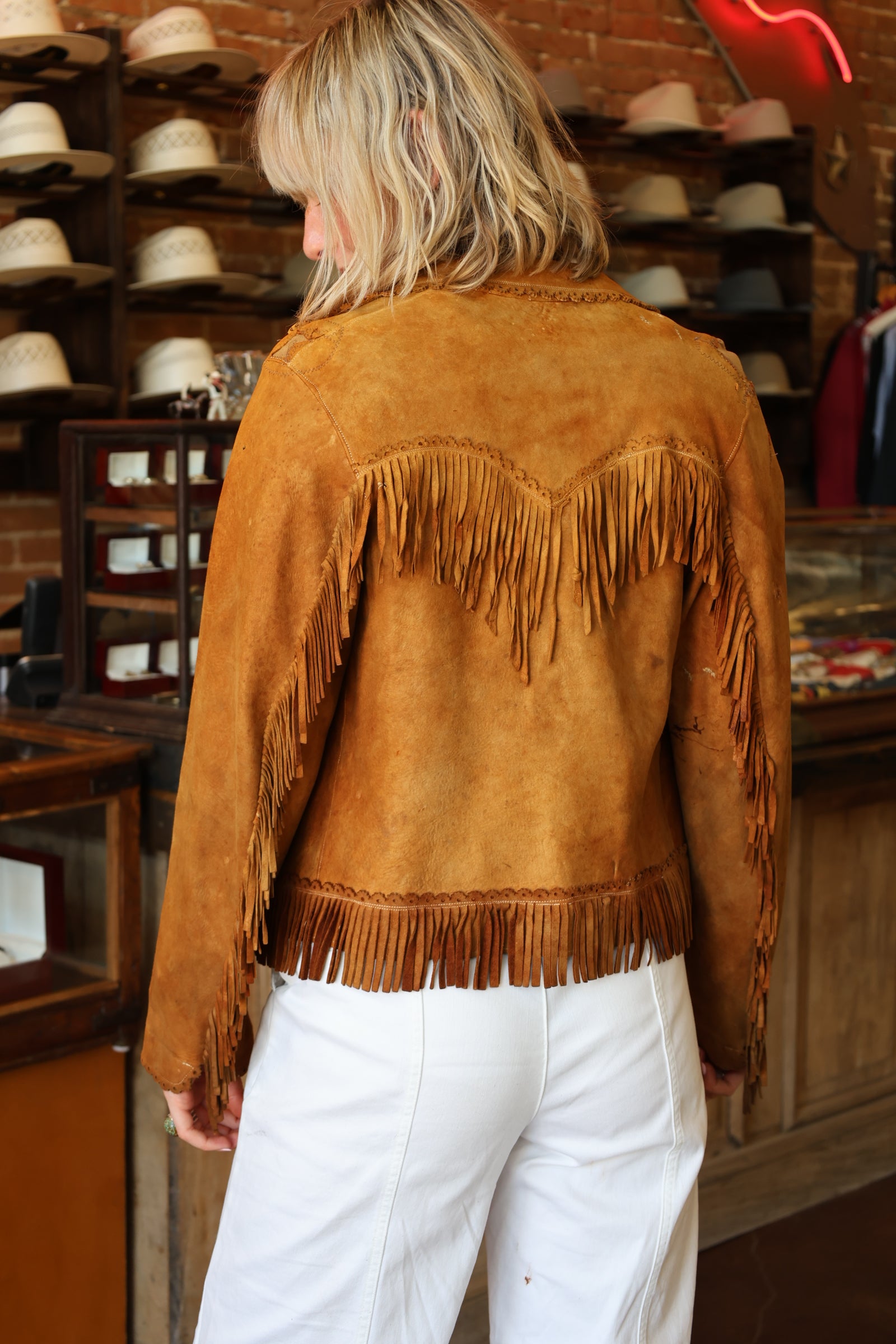 Vintage Handmade Fringe Jacket with Trim