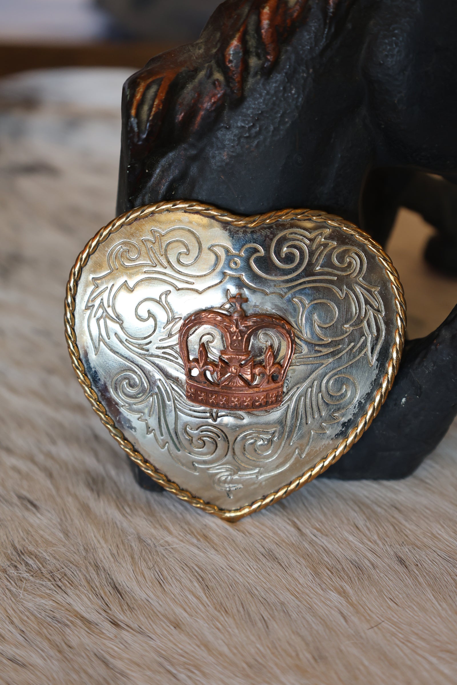 Heart Crown Belt Buckle