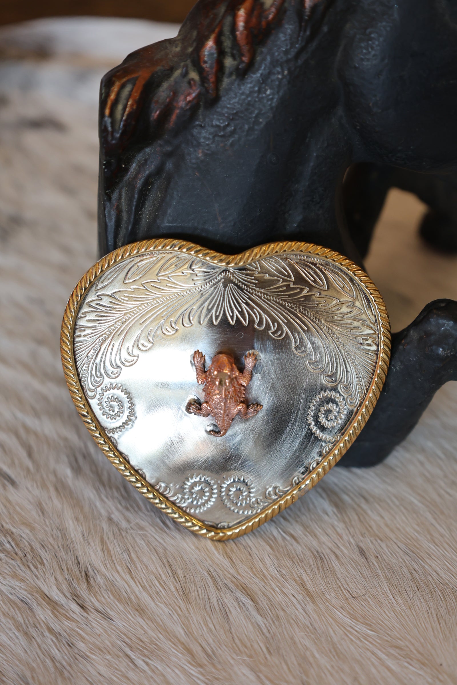 Heart Horned Frog Belt Buckle