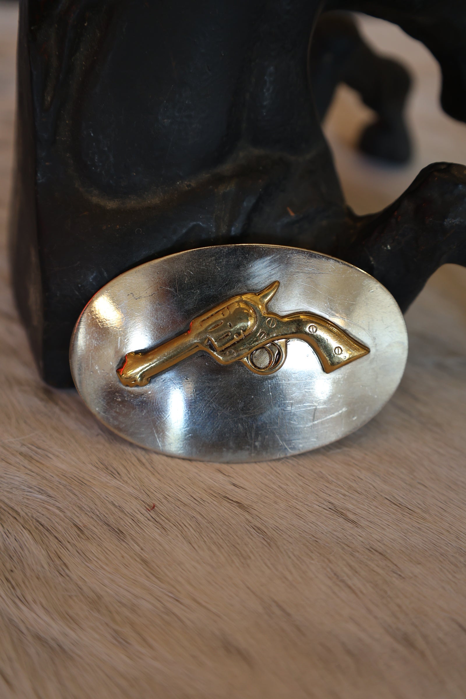 Vintage Brass and Silver Pistol Buckle