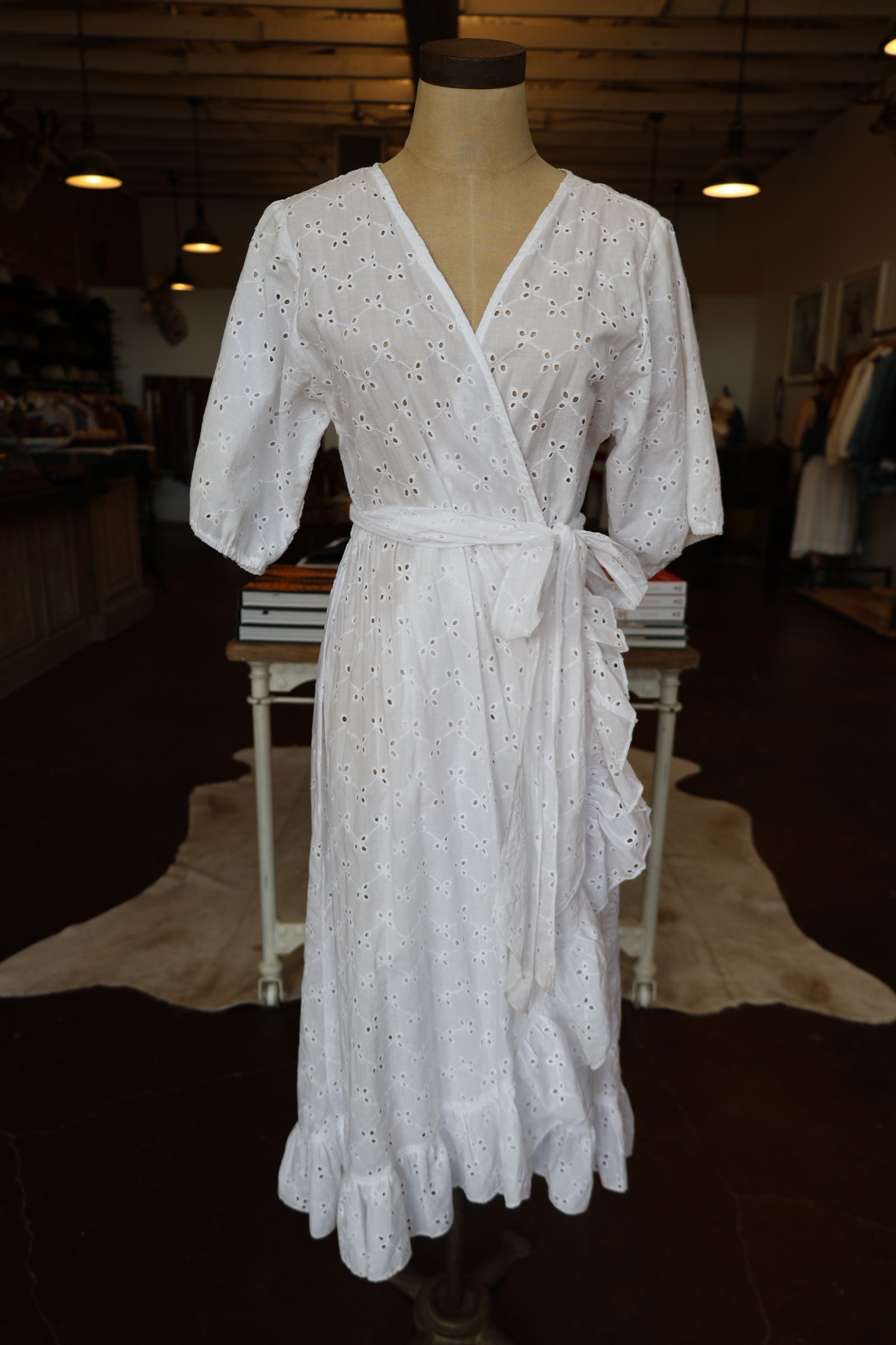 Wrap Dress White Eyelet