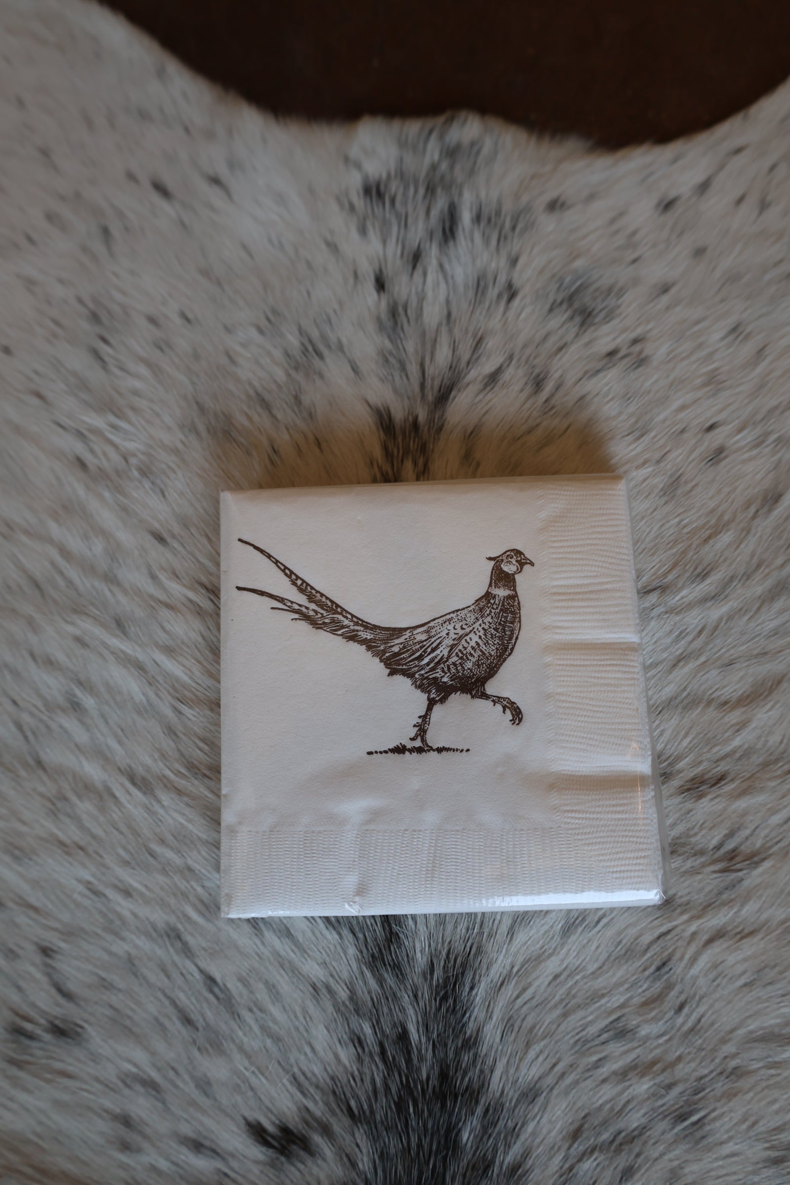 Pheasant Strut White Beverage Napkins