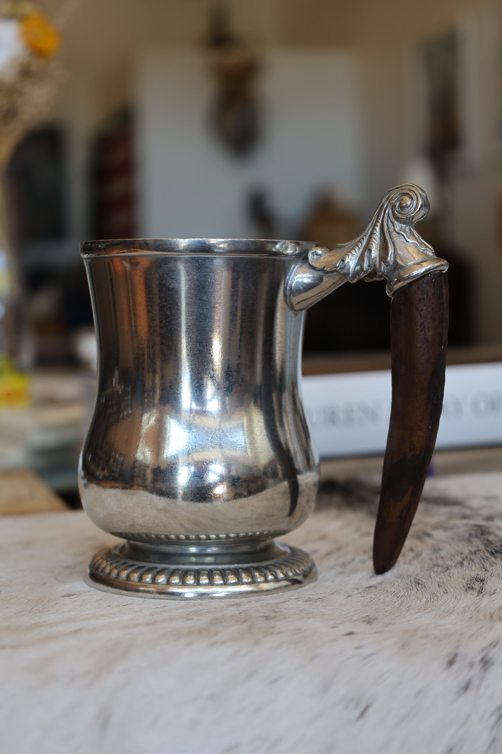 Curved Antler Handle Mug
