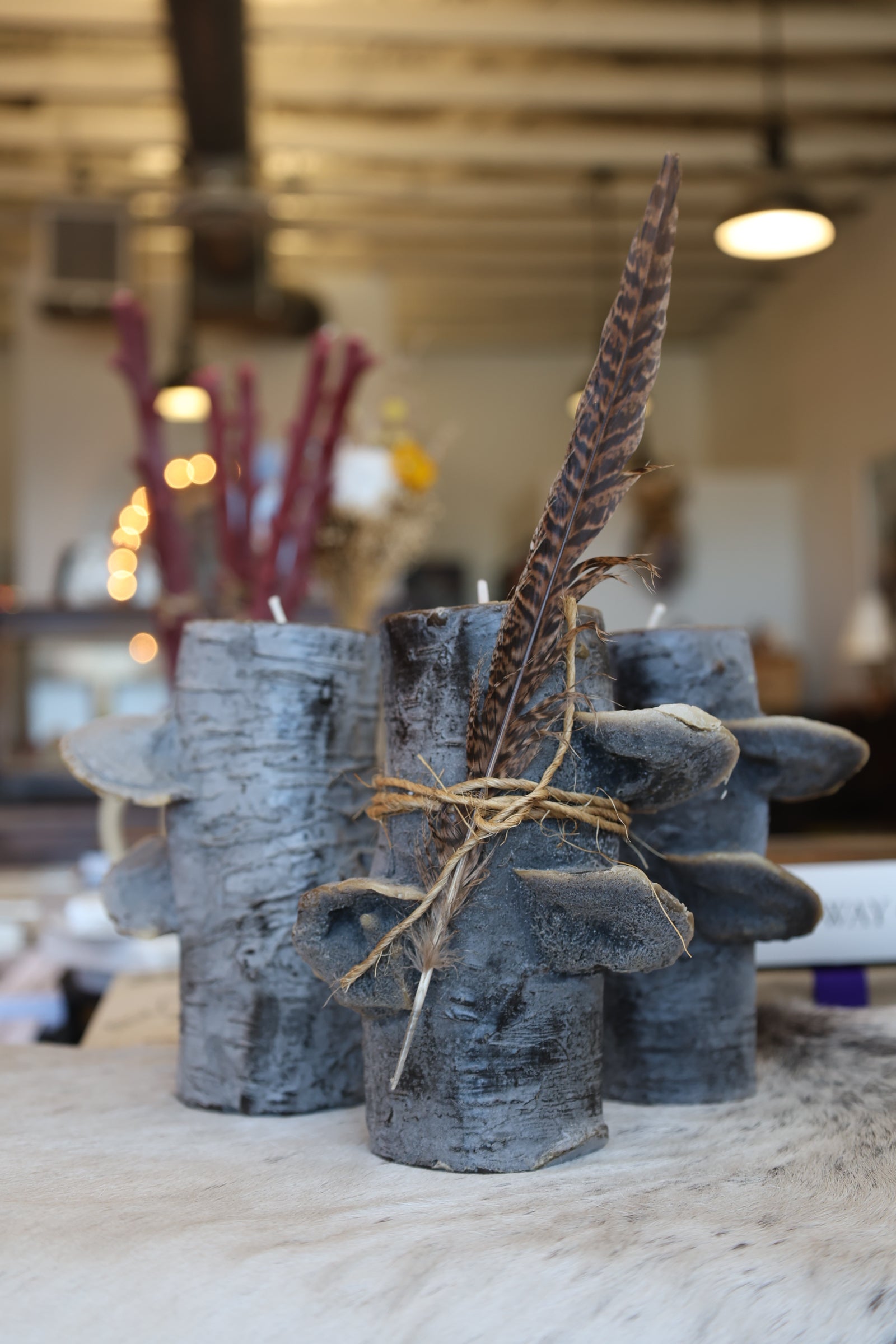 Birch Pillar Mushroom Candle