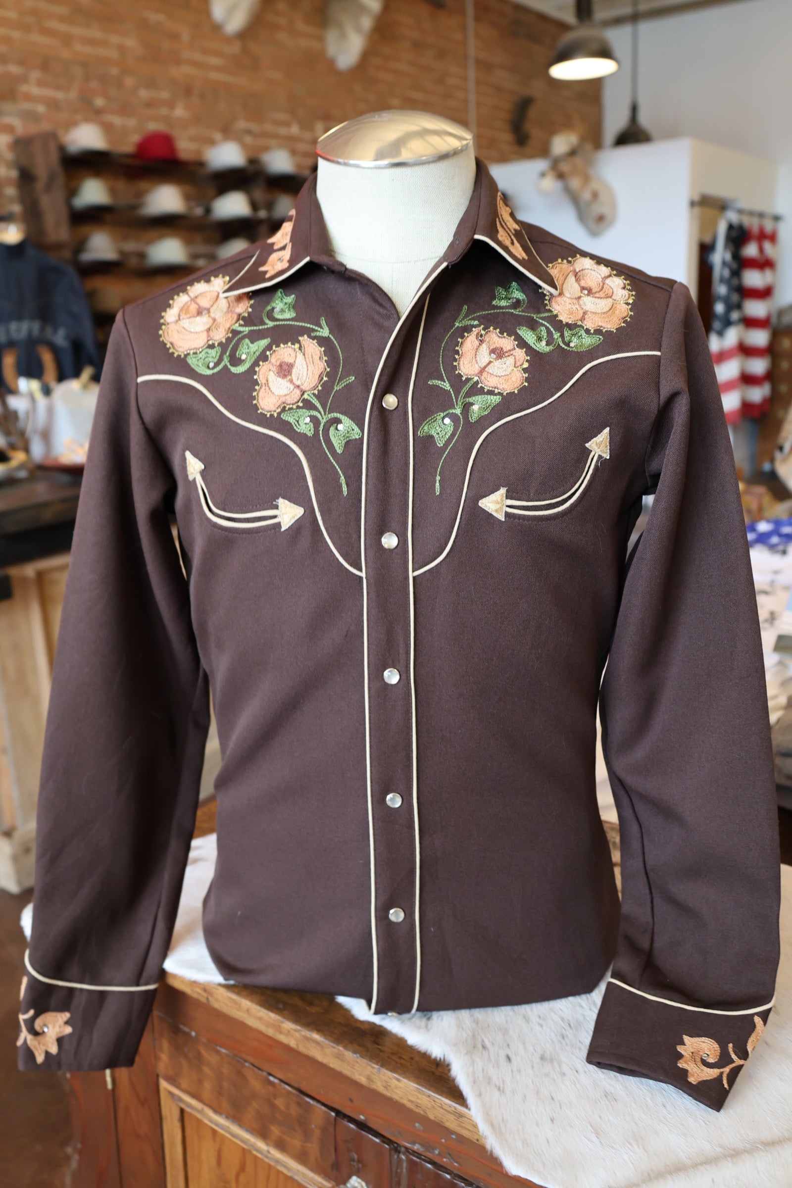 Vintage H Bar C Shirt Flower Yoke