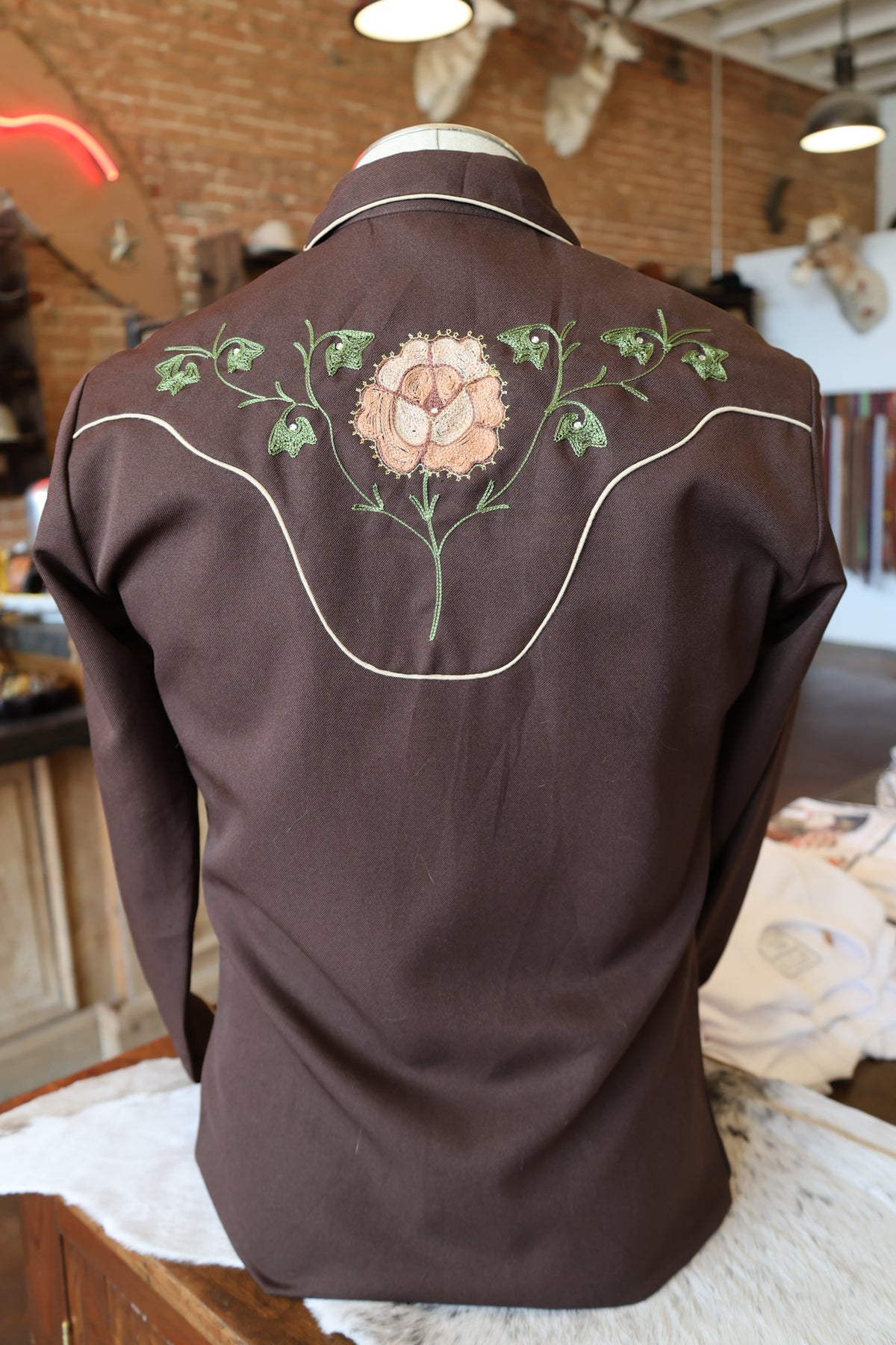 Vintage H Bar C Shirt Flower Yoke