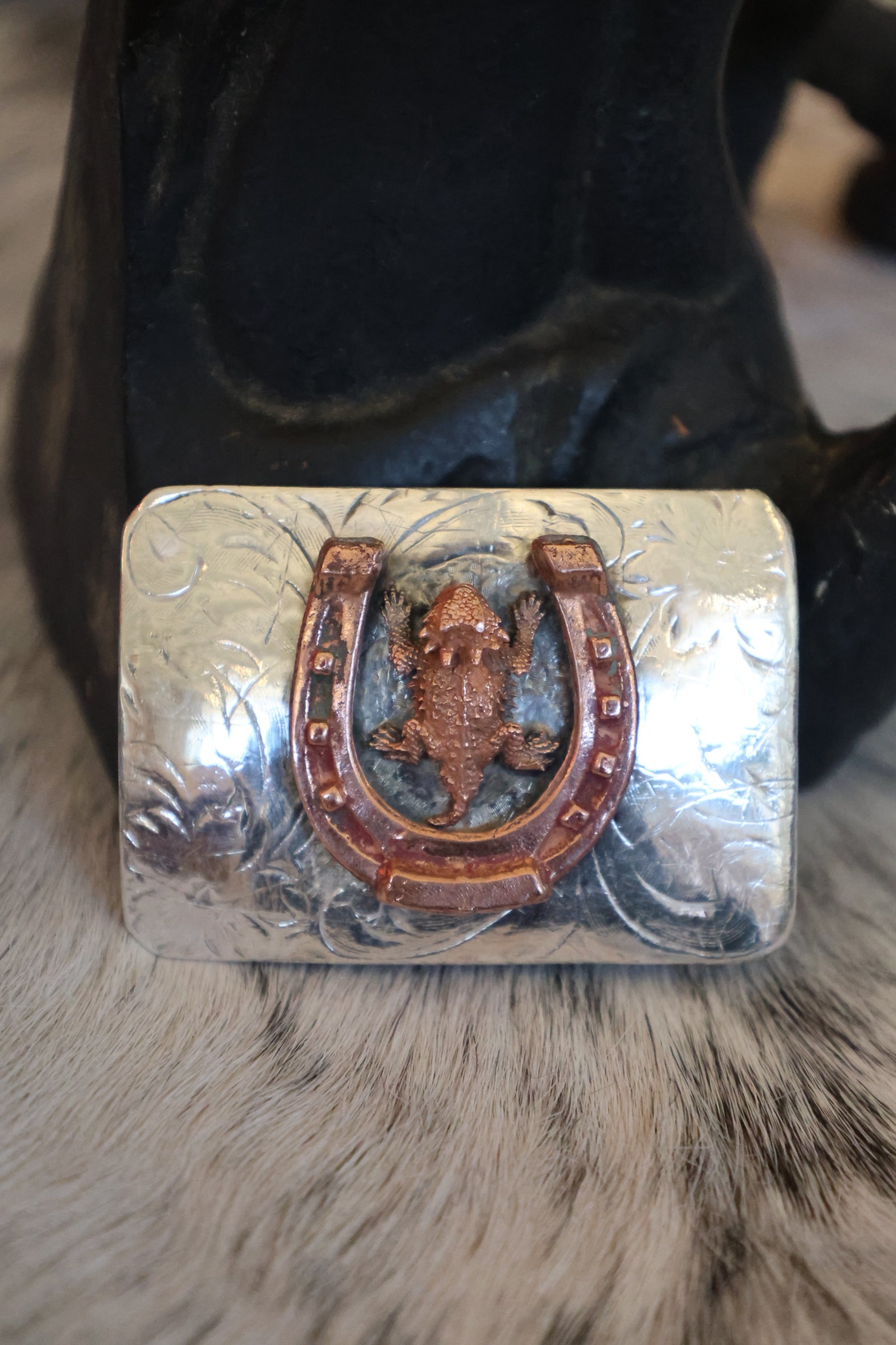 Sterling Silver Horned Frog Horseshoe Buckle