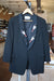 Sum-Es Black Tuxedo Jacket with Beaded Feathers