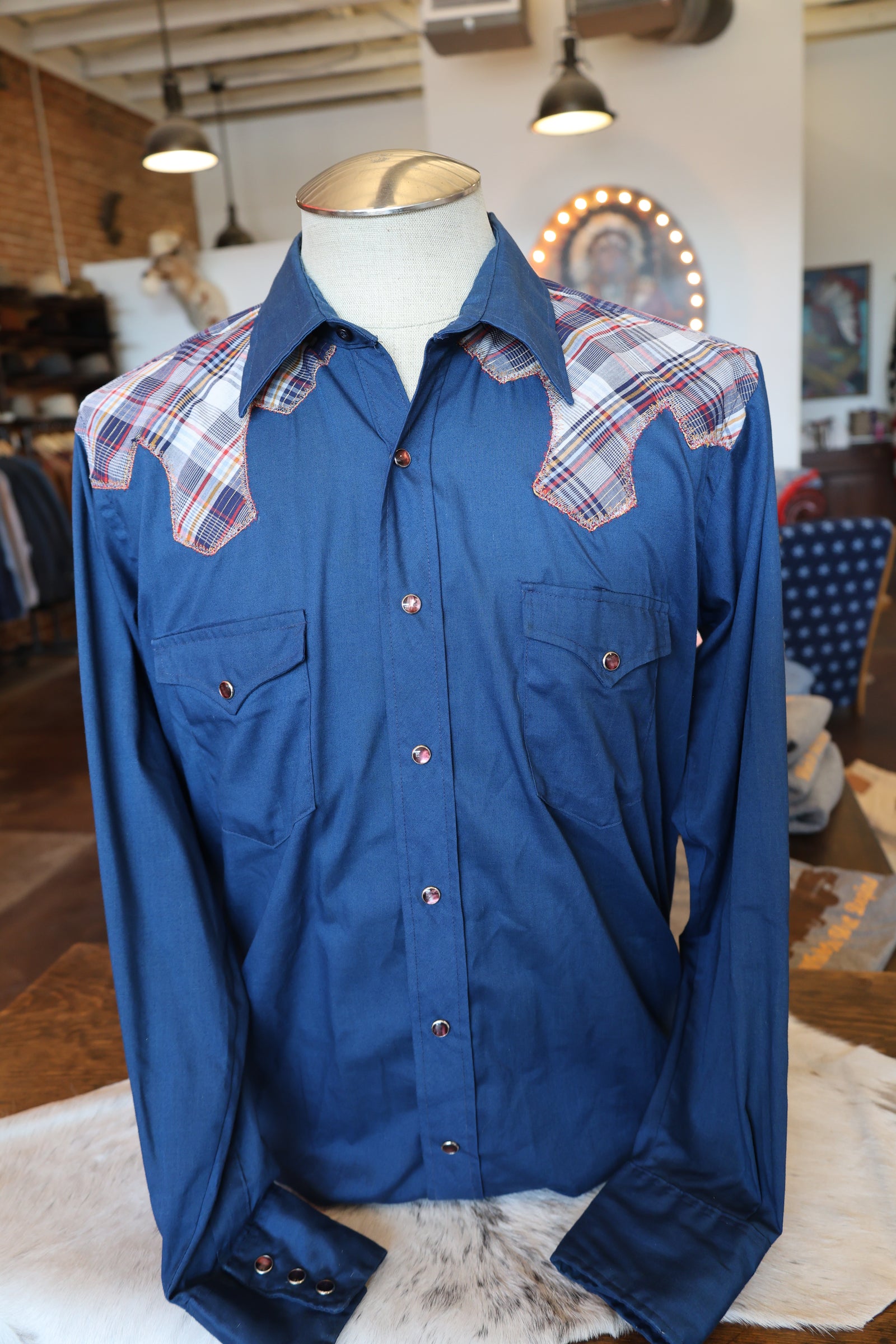 Blue Wrangler Pearl Snap Western Shirt