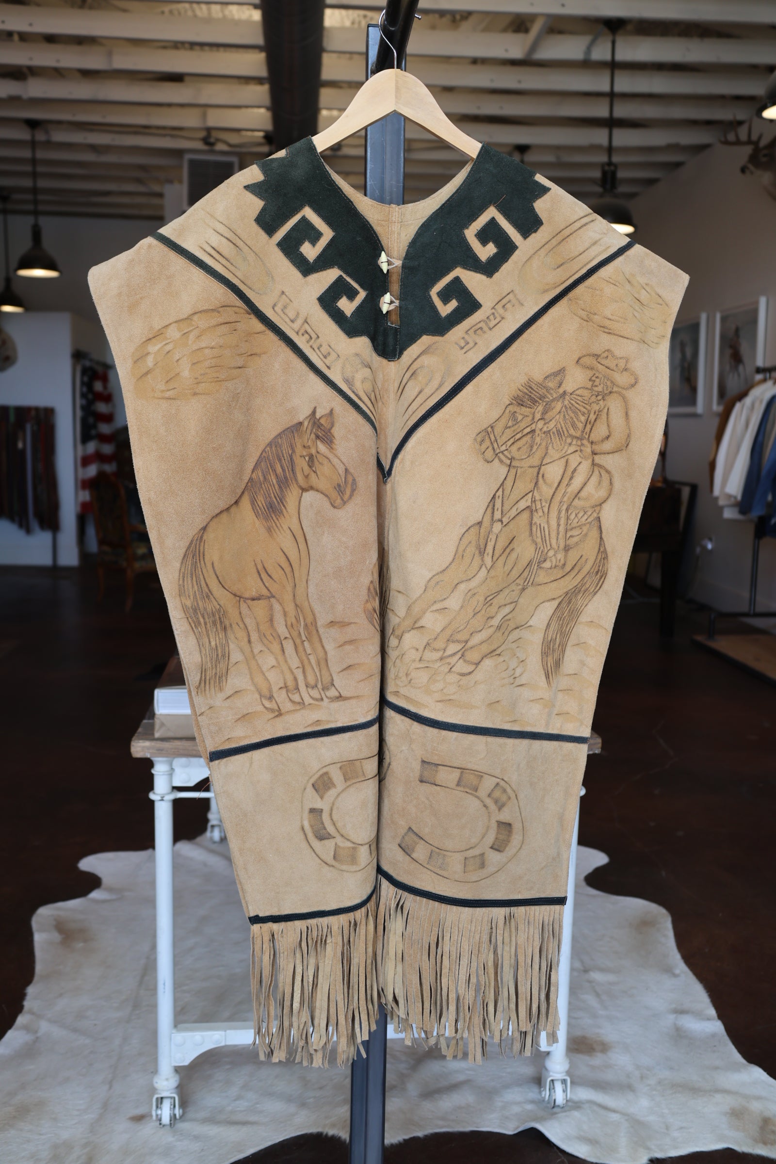 Cowboy Pyrography Poncho