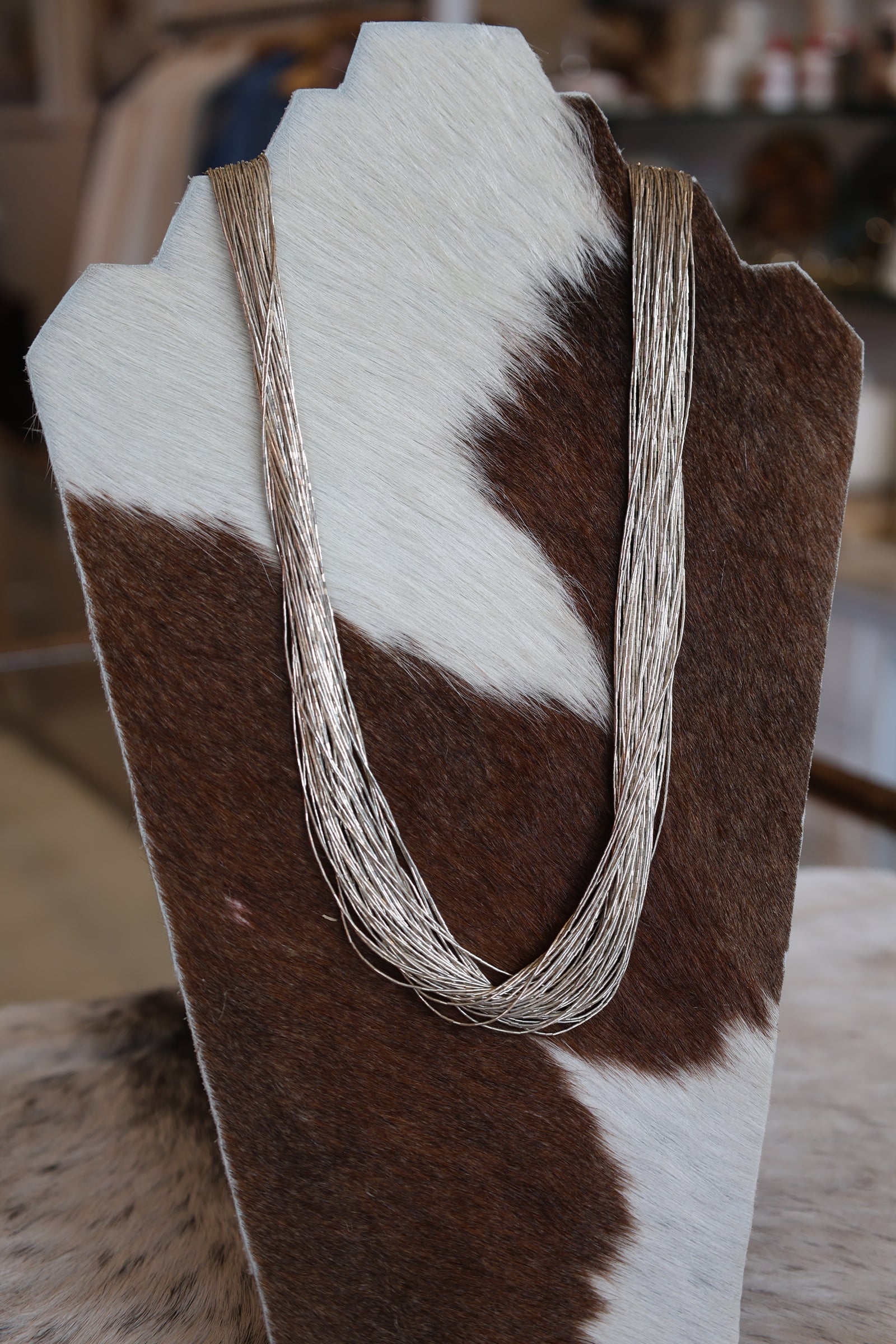 Sterling Silver Heishi Liquid Tube Necklace