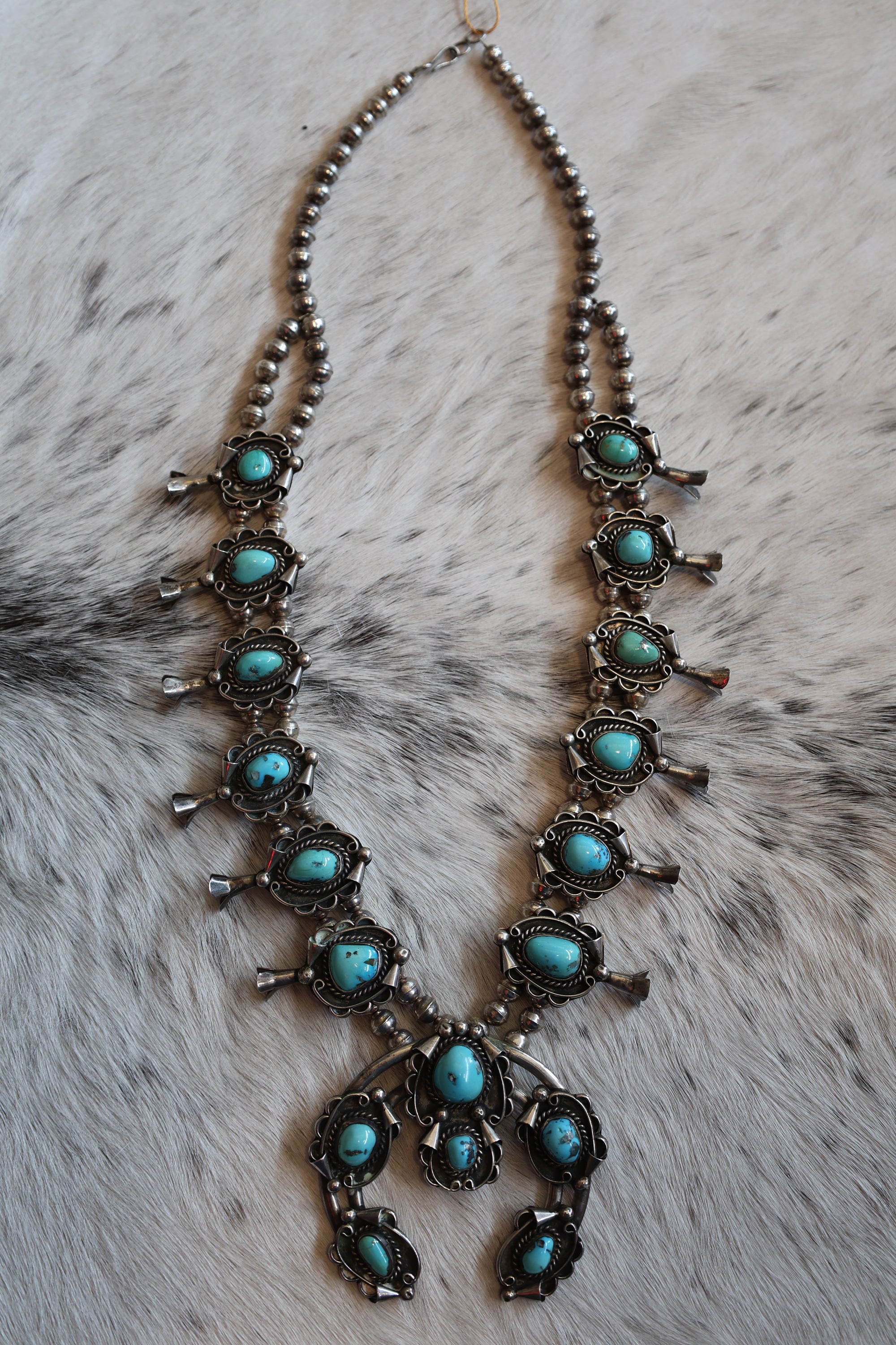 Silver & Turquoise Squash Blossom
