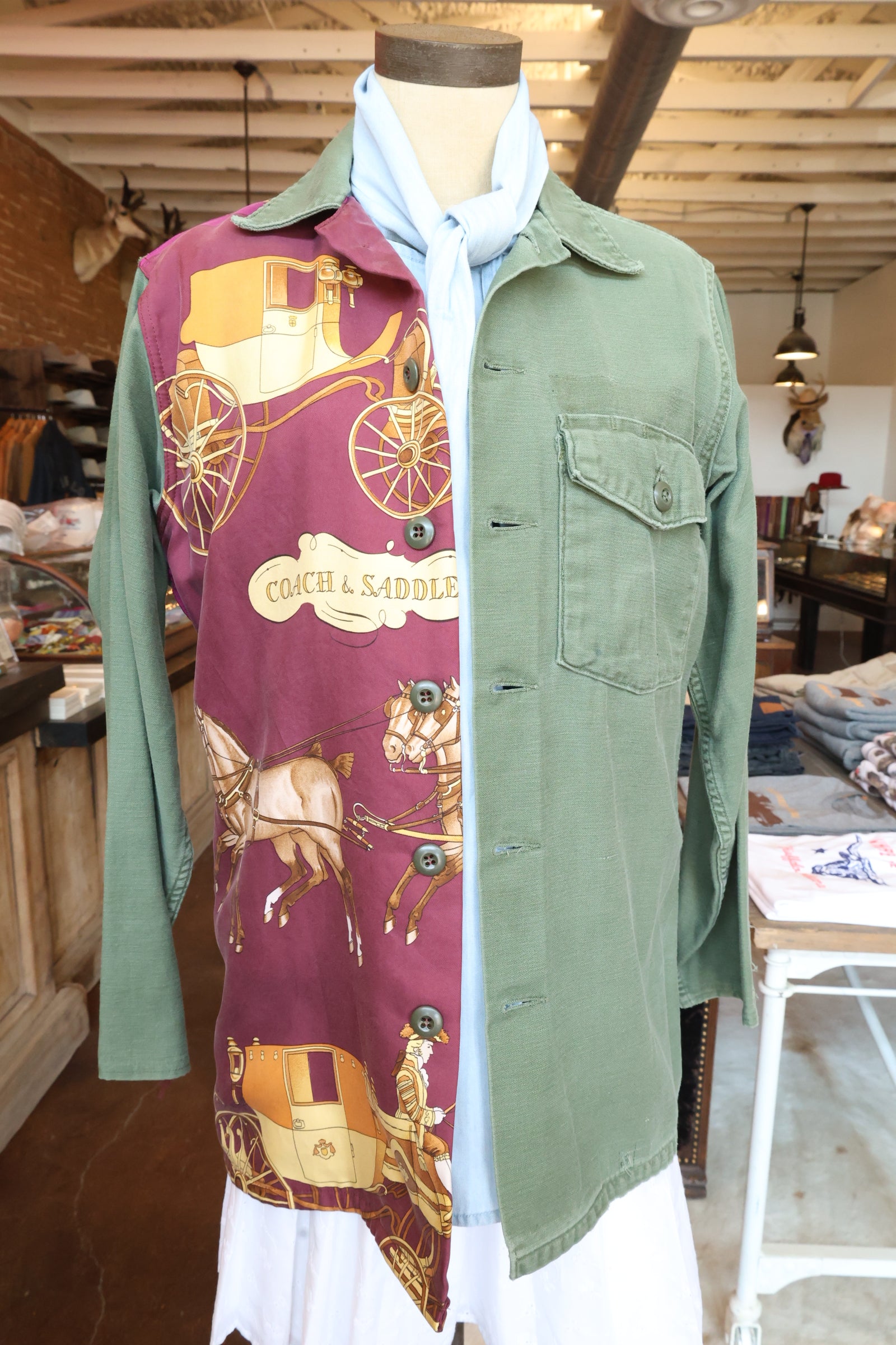 Reclaimed Military Jacket with Silk Scarf KF1818