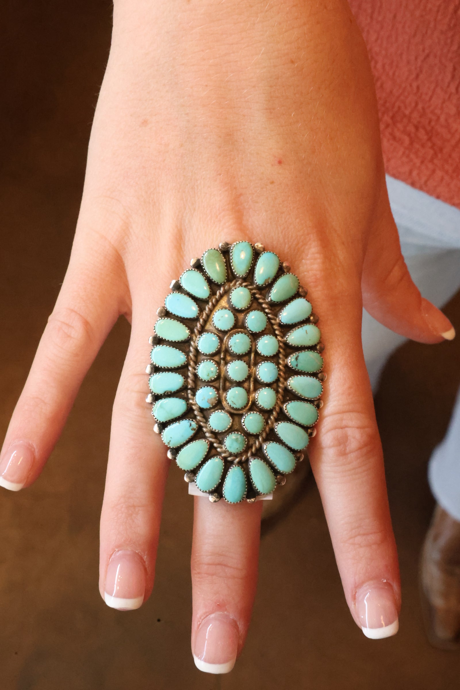 Large Zuni Turquoise Cluster Ring