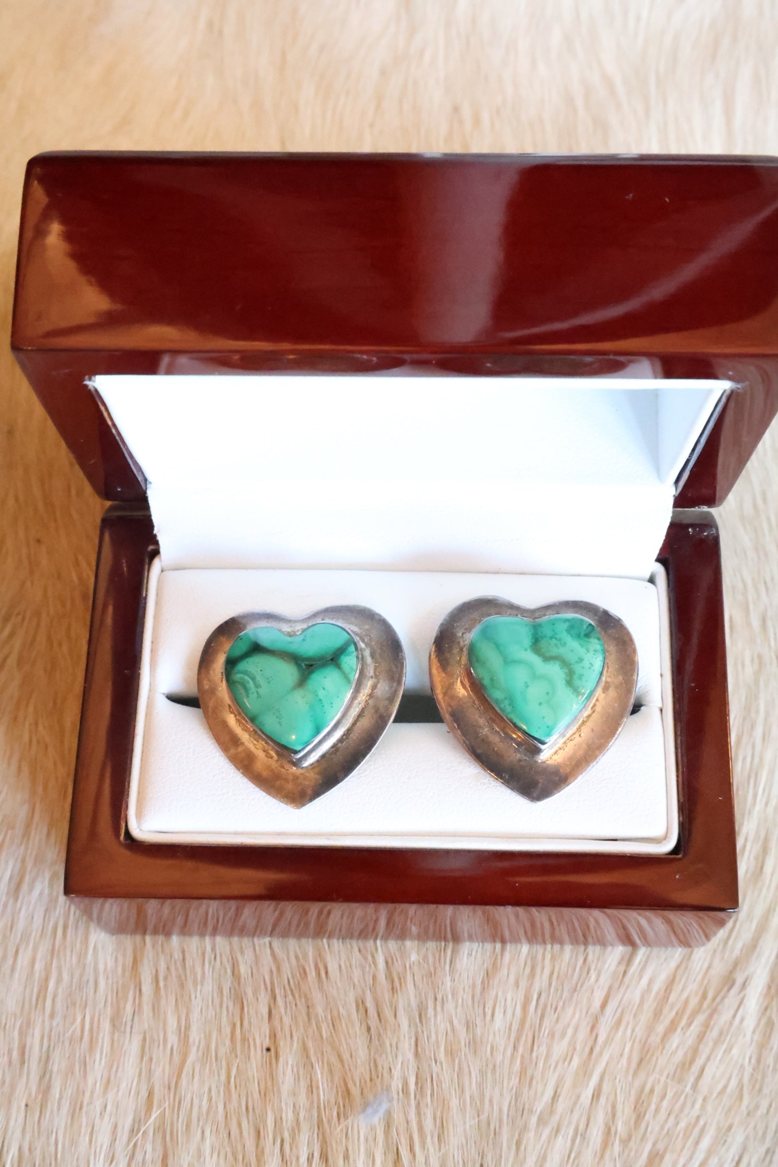 Green Turquoise Hearts Cufflinks