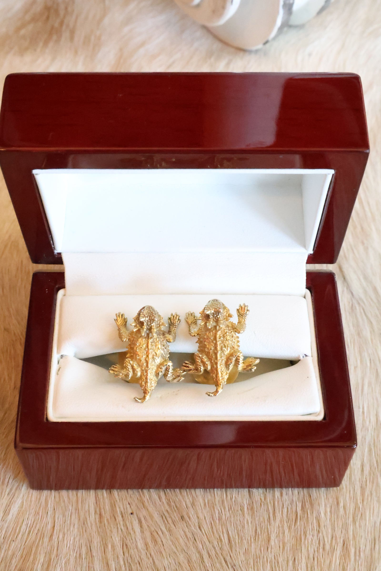 Gold Plated Silver Horned Frog Cufflinks