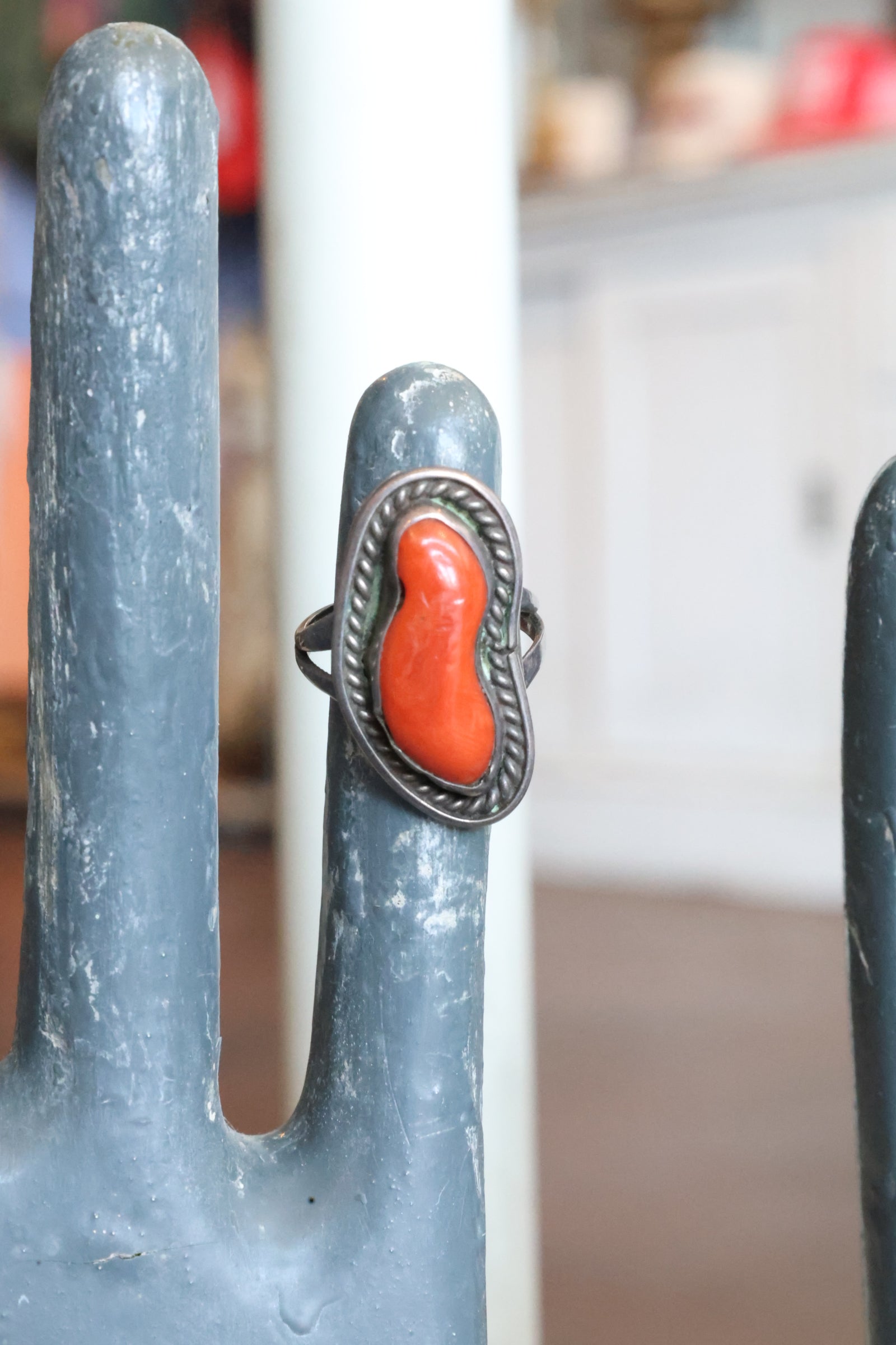 Sterling Silver Coral Ring