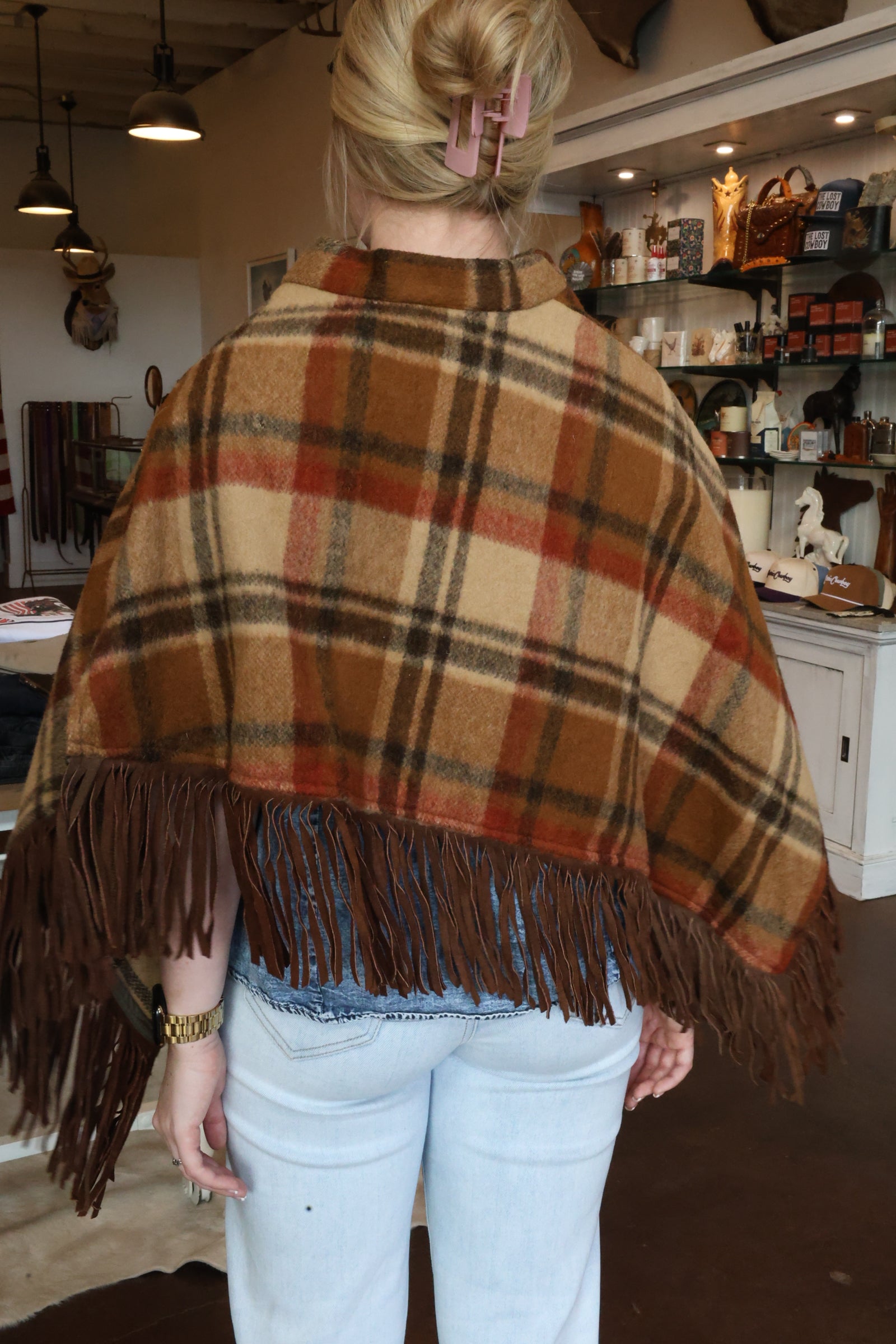 Wool Fringe Poncho No. 1
