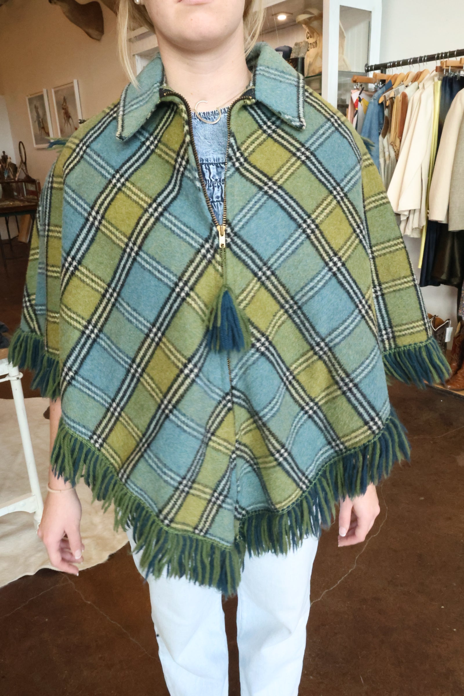 Wool Fringe Poncho No. 2