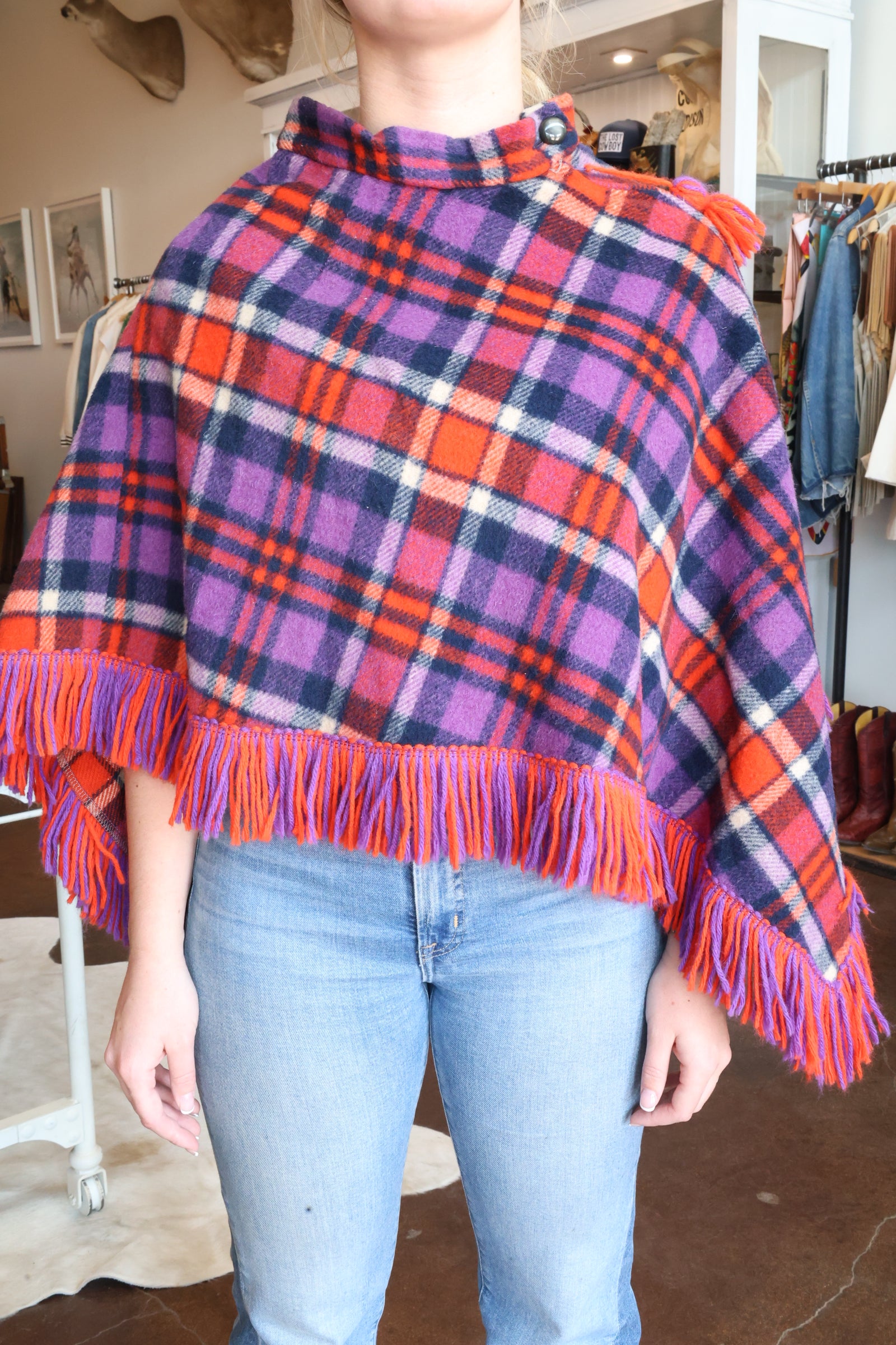 Wool Fringe Poncho No. 4