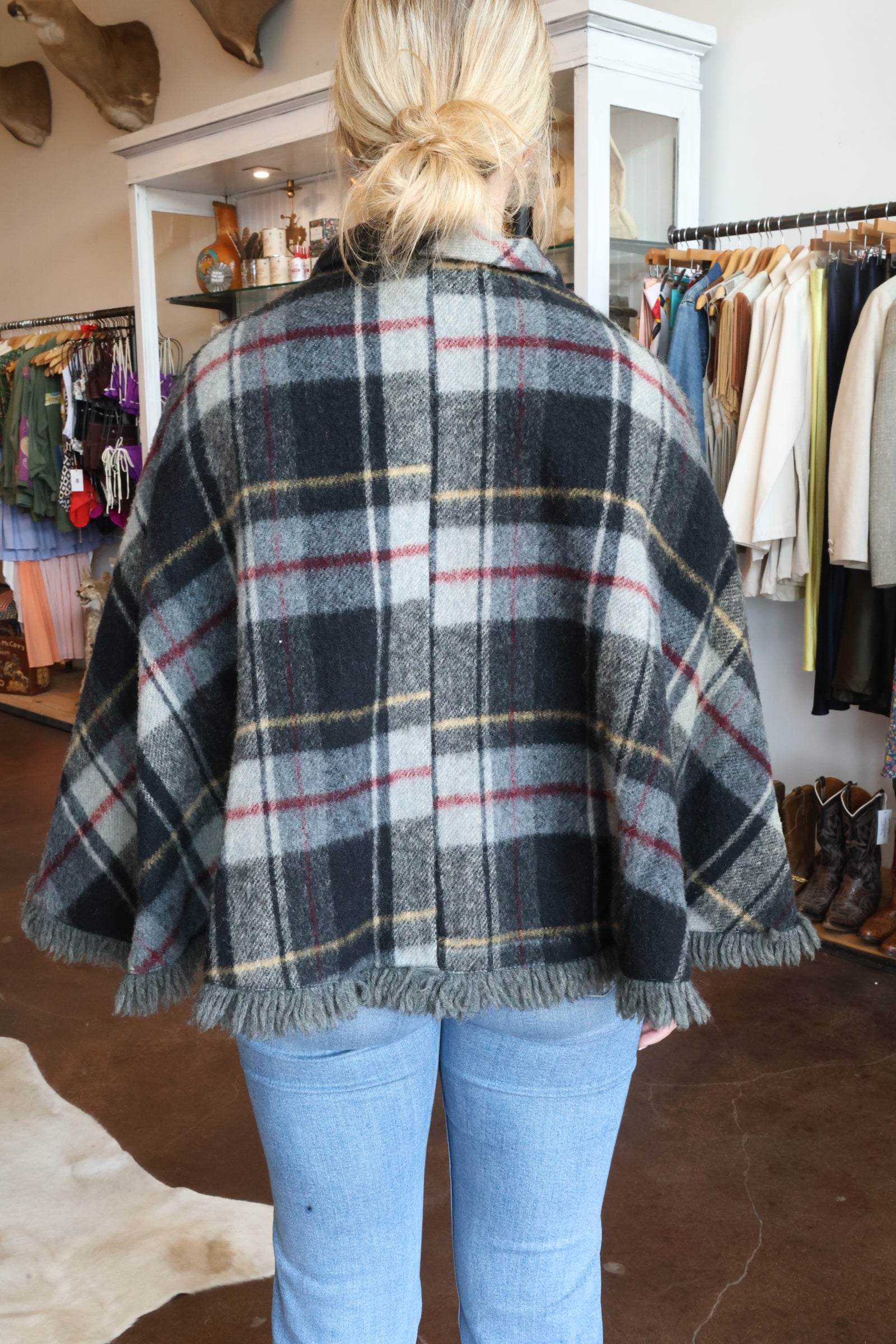 Wool Fringe Poncho No. 3