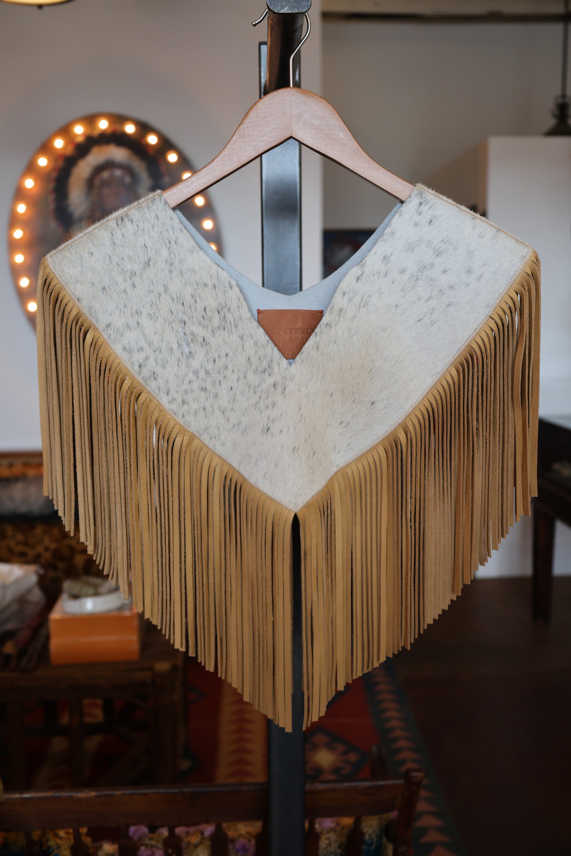 Hide and Fringe Gem Collar