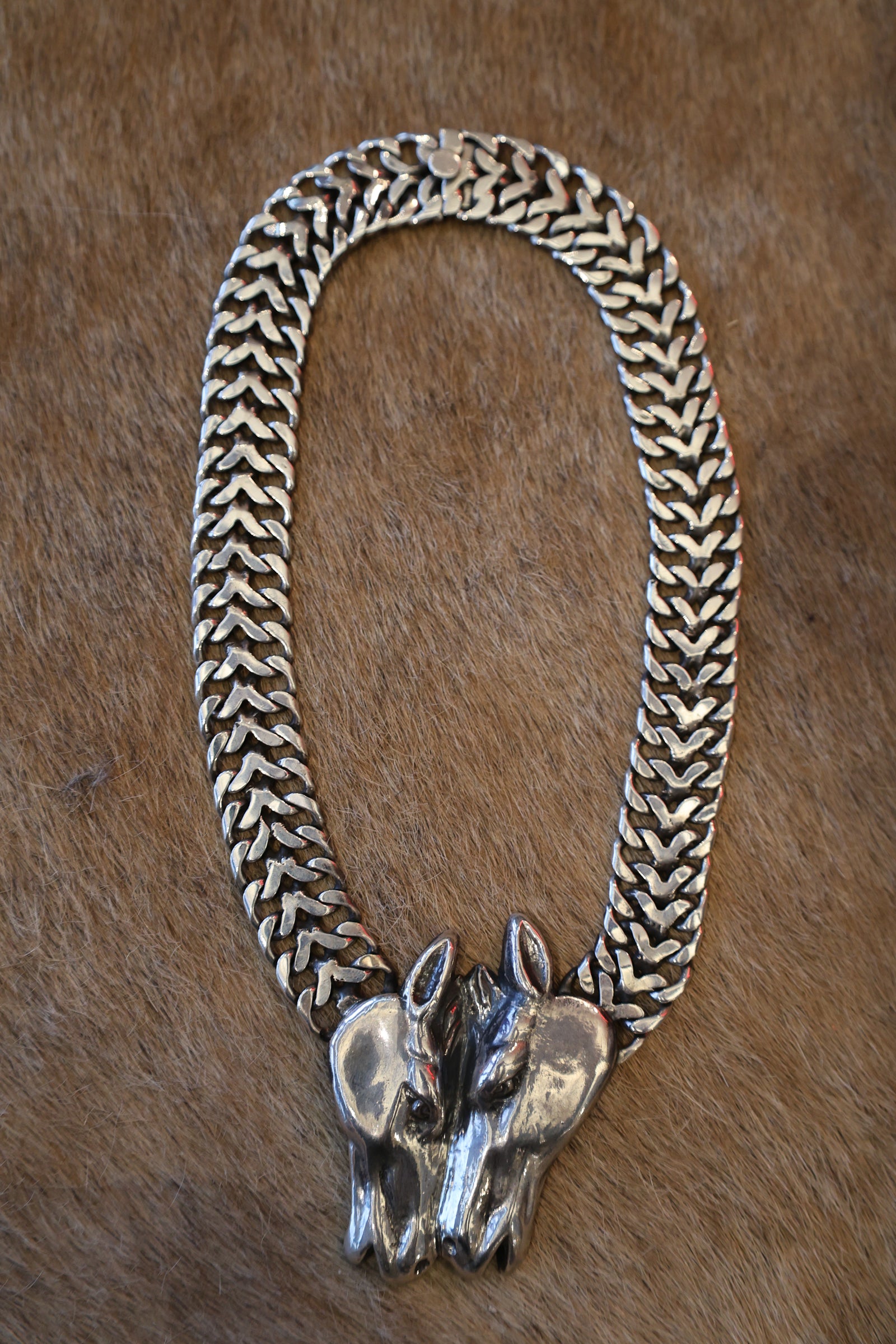 Sterling Two Horse Necklace