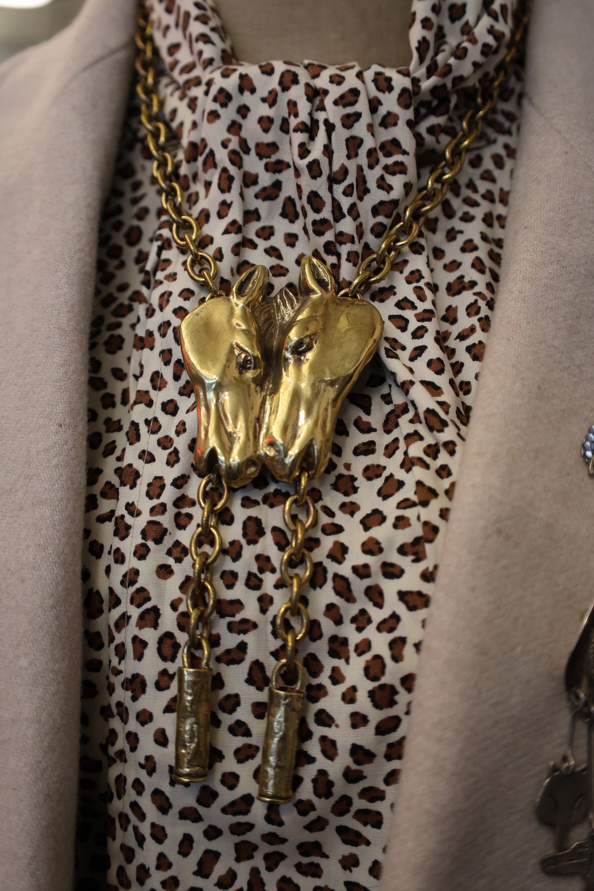 Bronze Double Horse Necklace