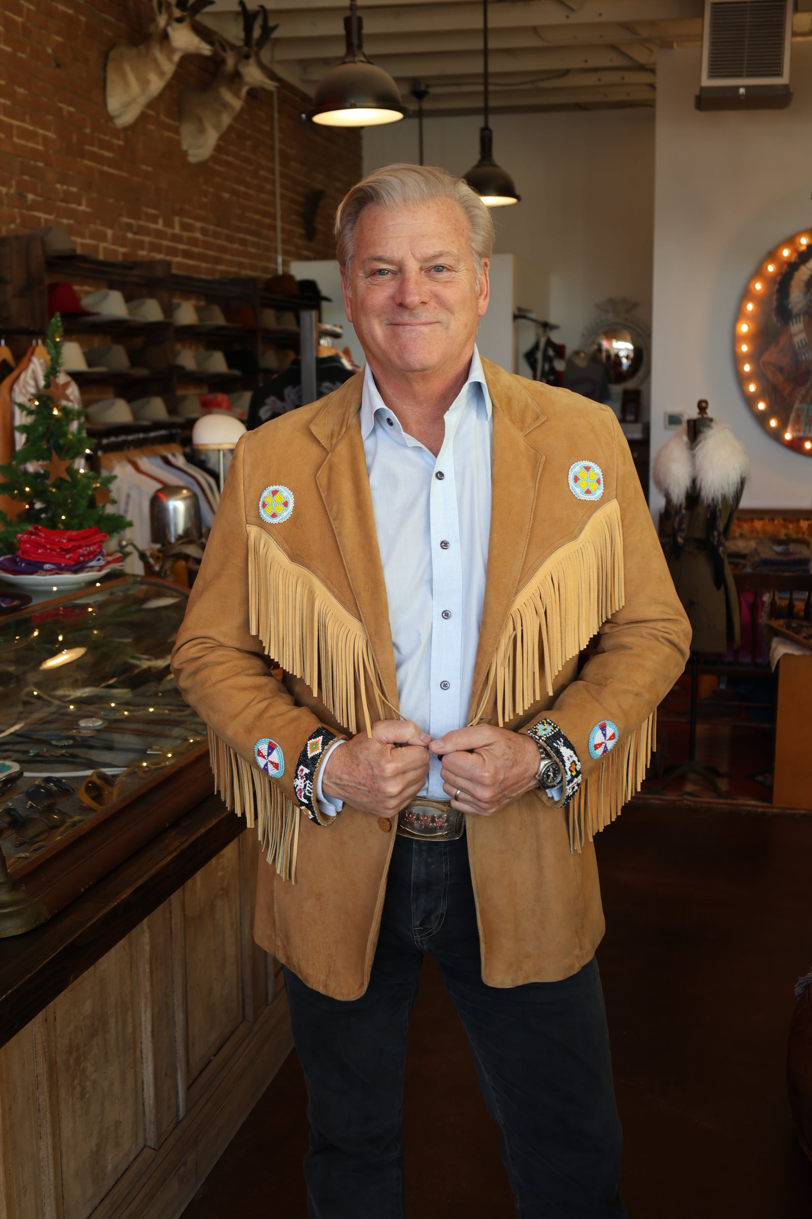 Beaded Fringe Deerskin Blazer