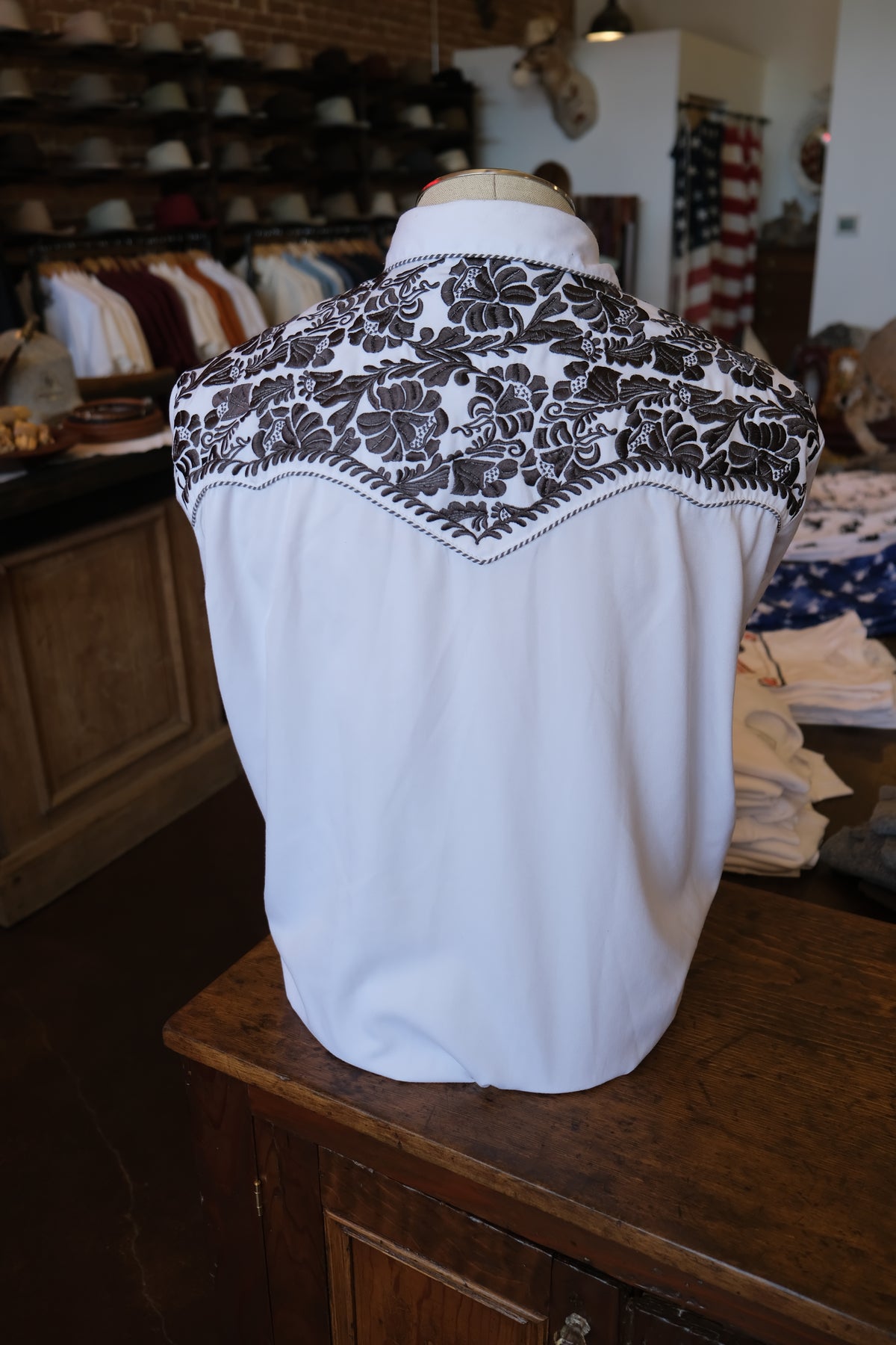 Scully Black and White Embroidered Western Shirt