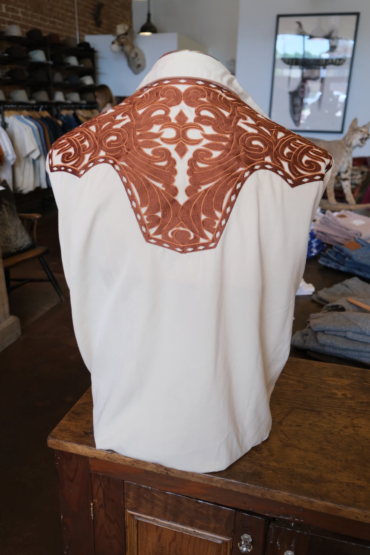 Vintage Scully Tan with Brown Embroidered Yoke Western Shirt