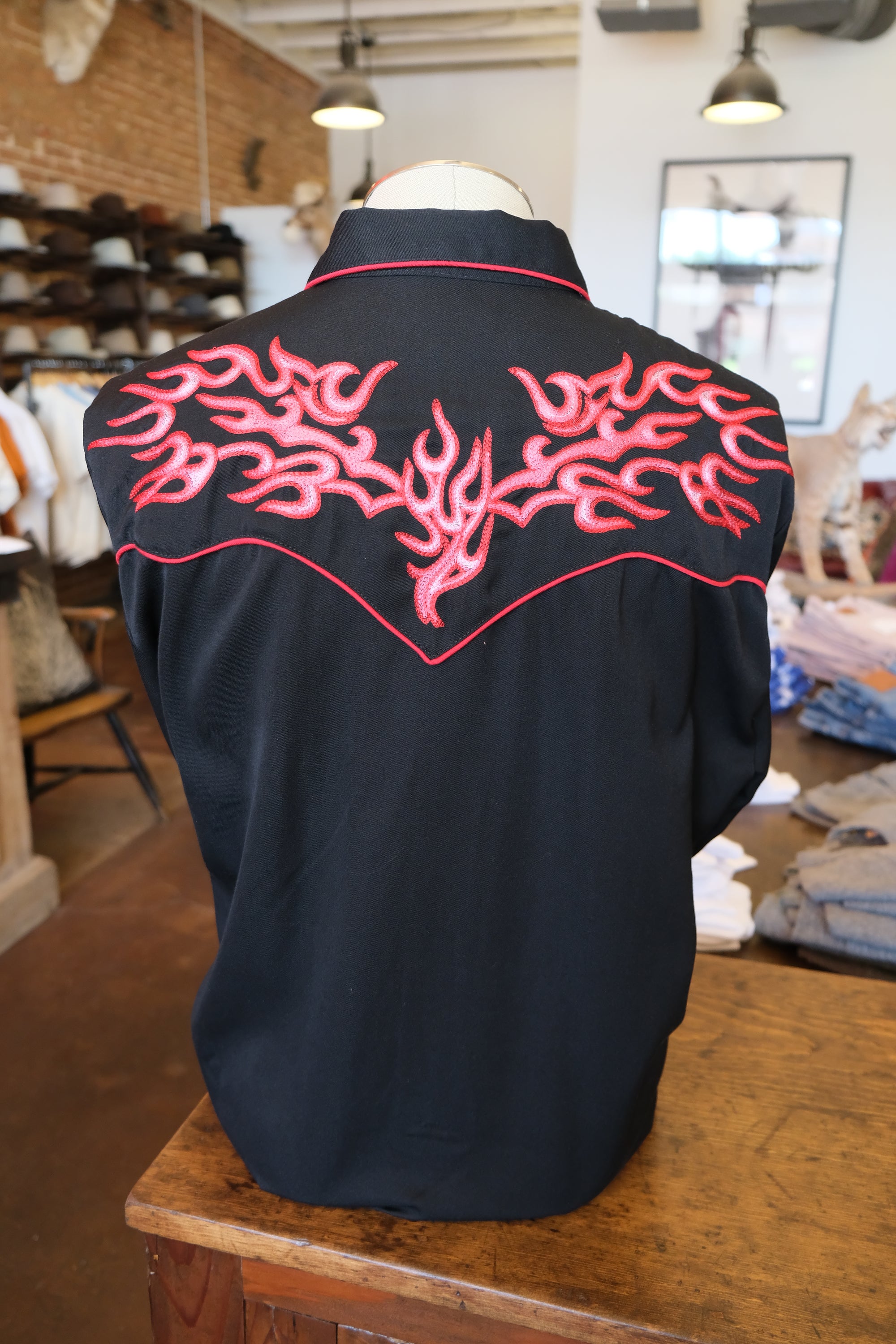 Vintage Scully Flame Embroidery Western Shirt