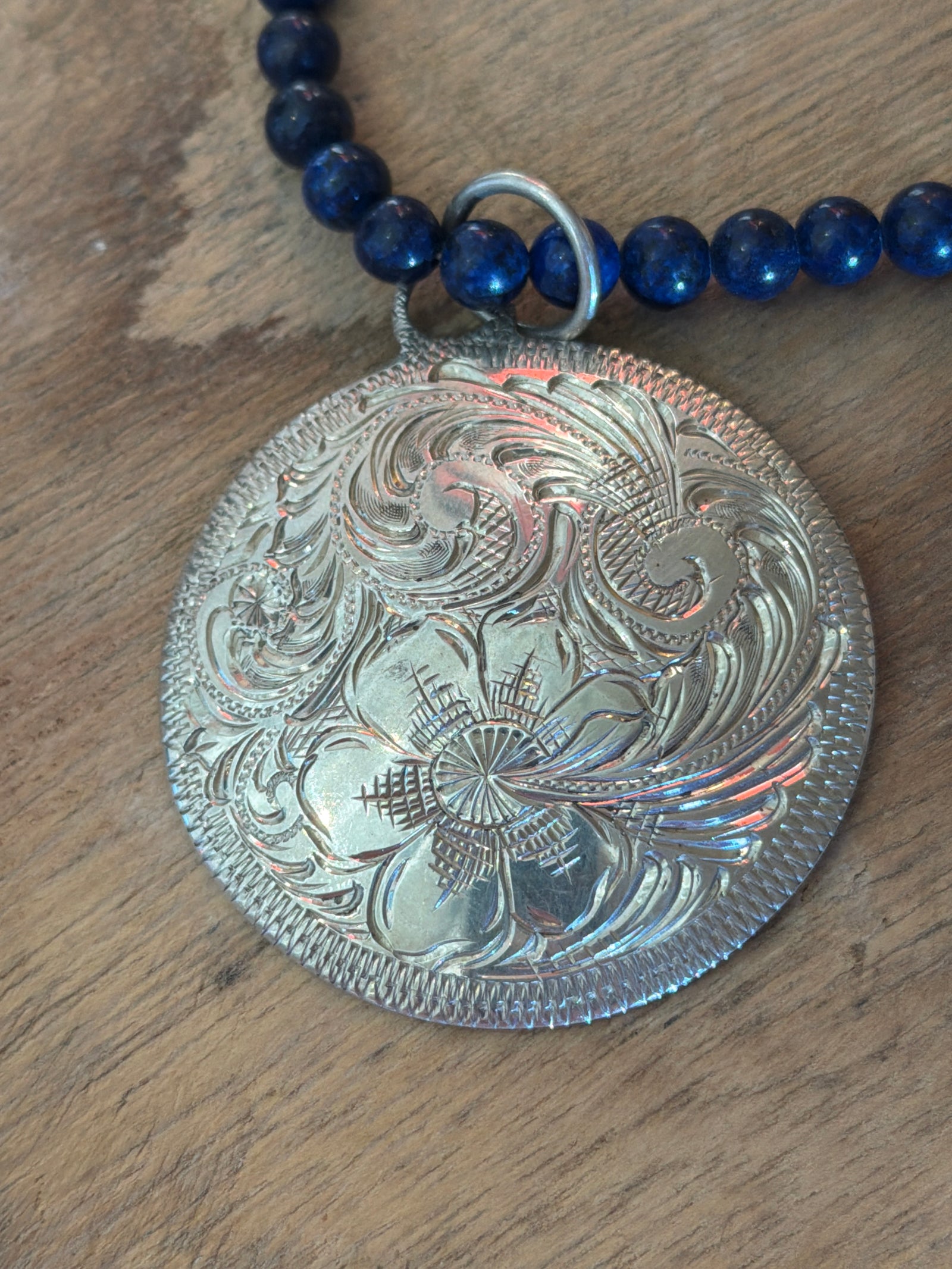 Lapis and Silver Coin Necklace