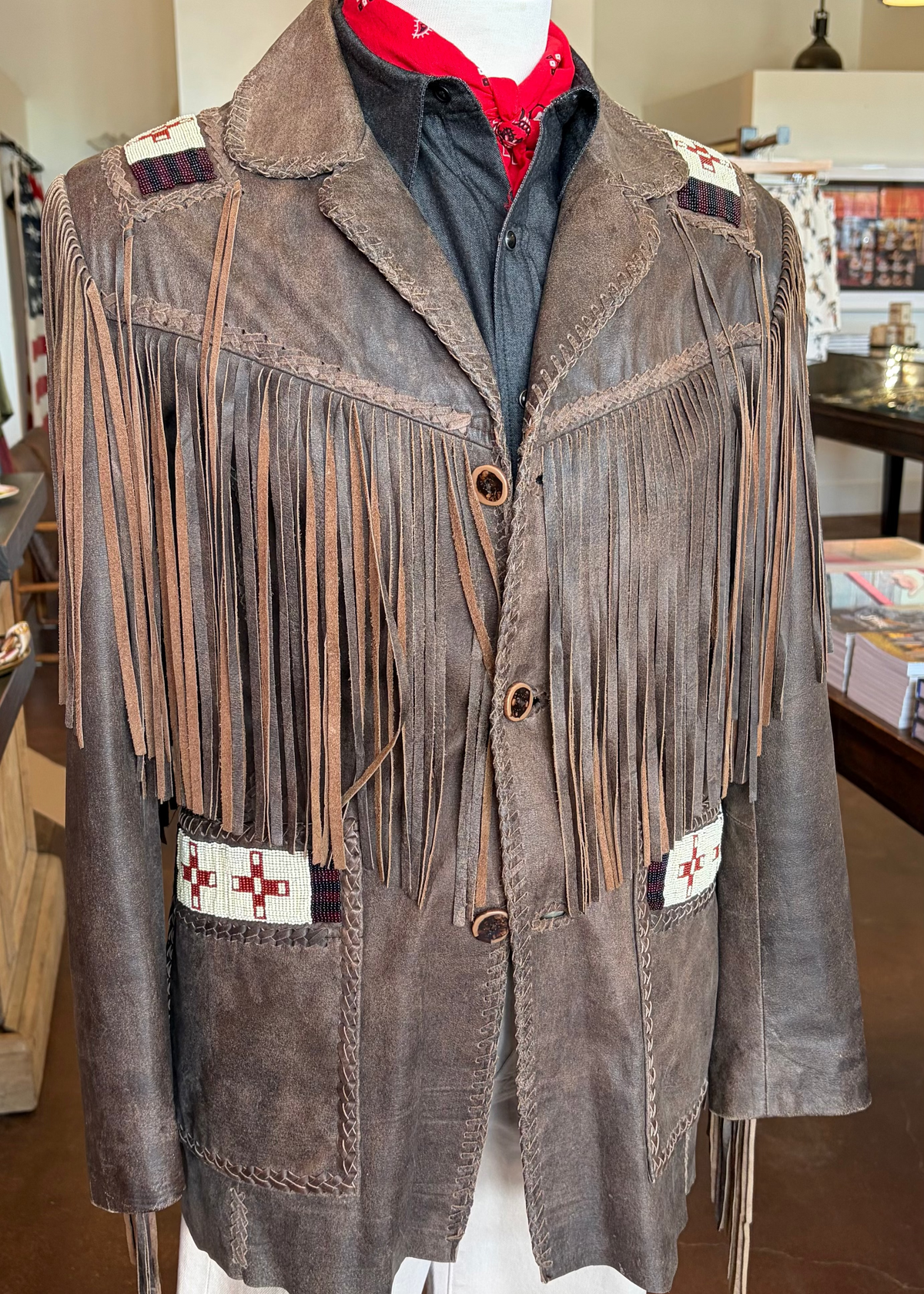 Beaded and Fringe Leather Jacket