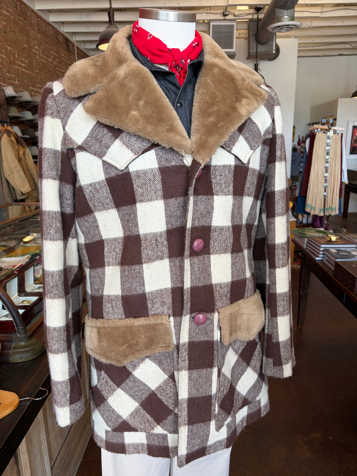Tregos 1970s Brown Plaid Ranch Jacket