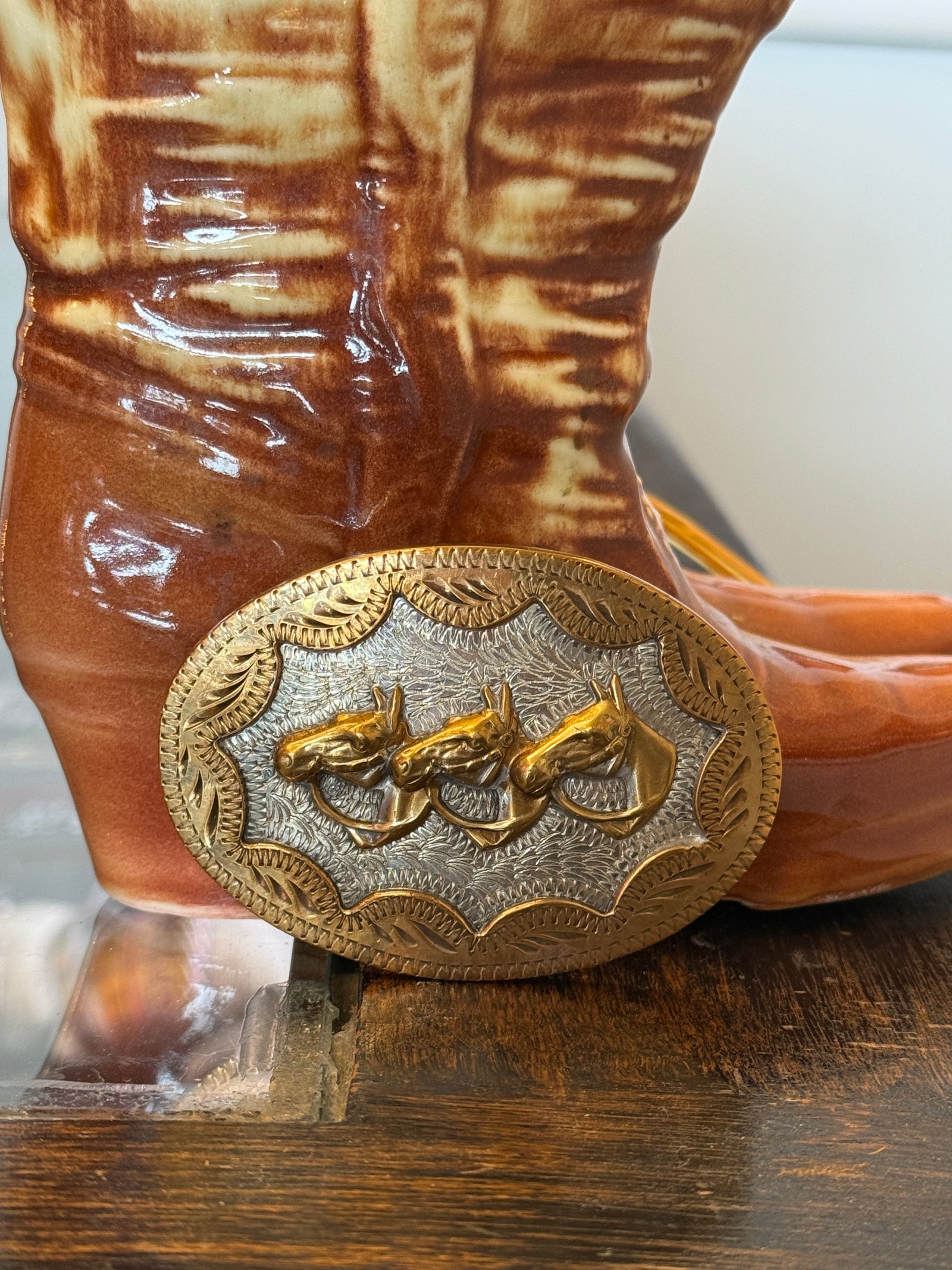 Triple Horse Head Belt Buckle