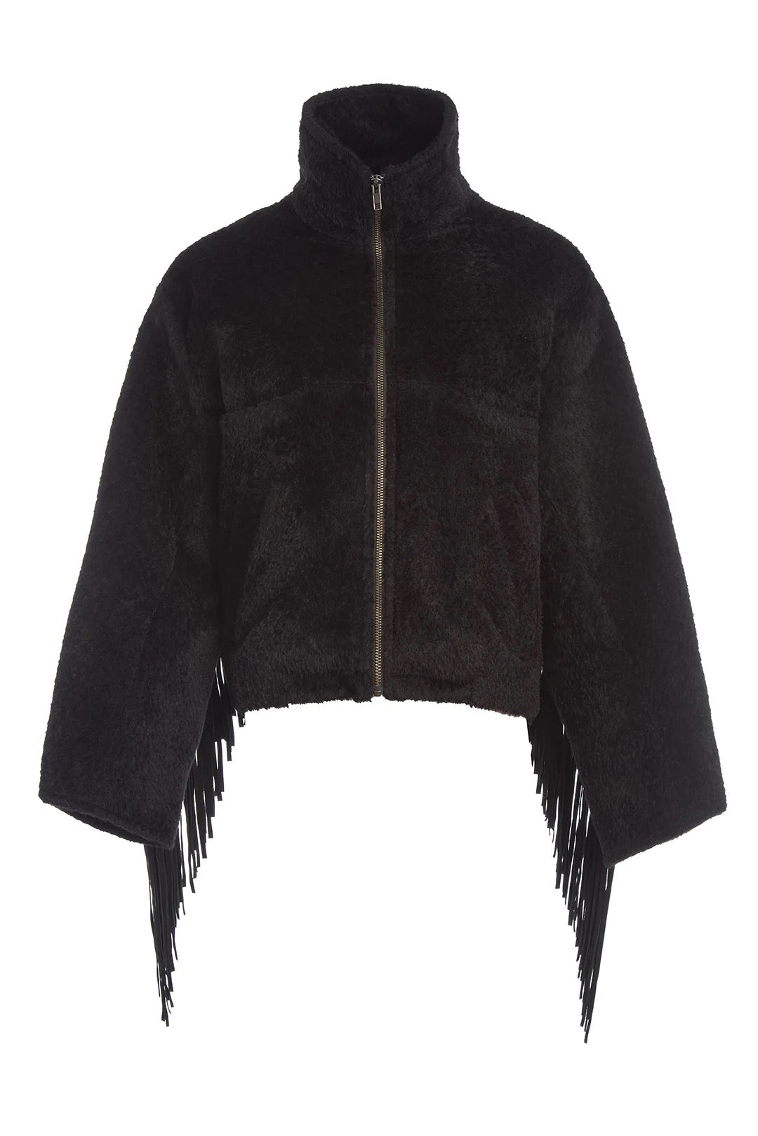 Alpaca Cropped Fringe Jacket