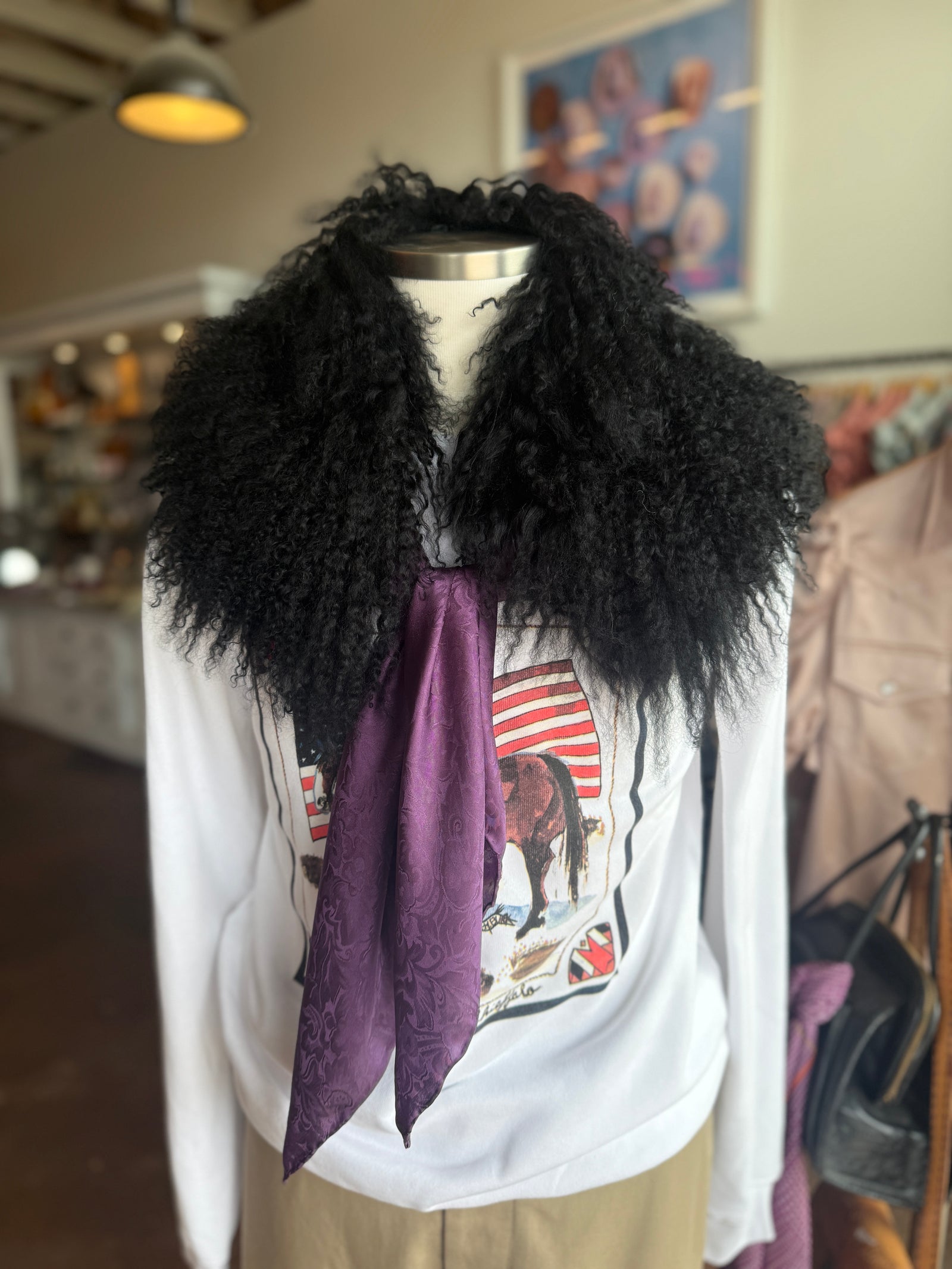 Mongolian Black Lamb Collar