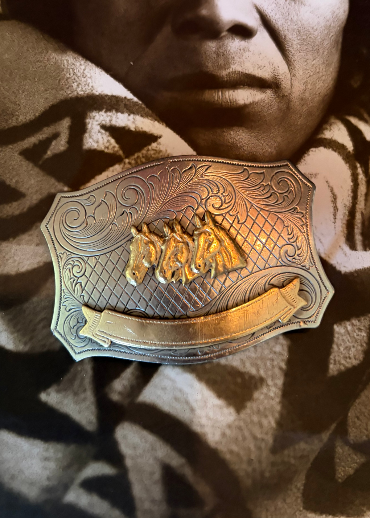 Triple Horse Head Belt Buckle