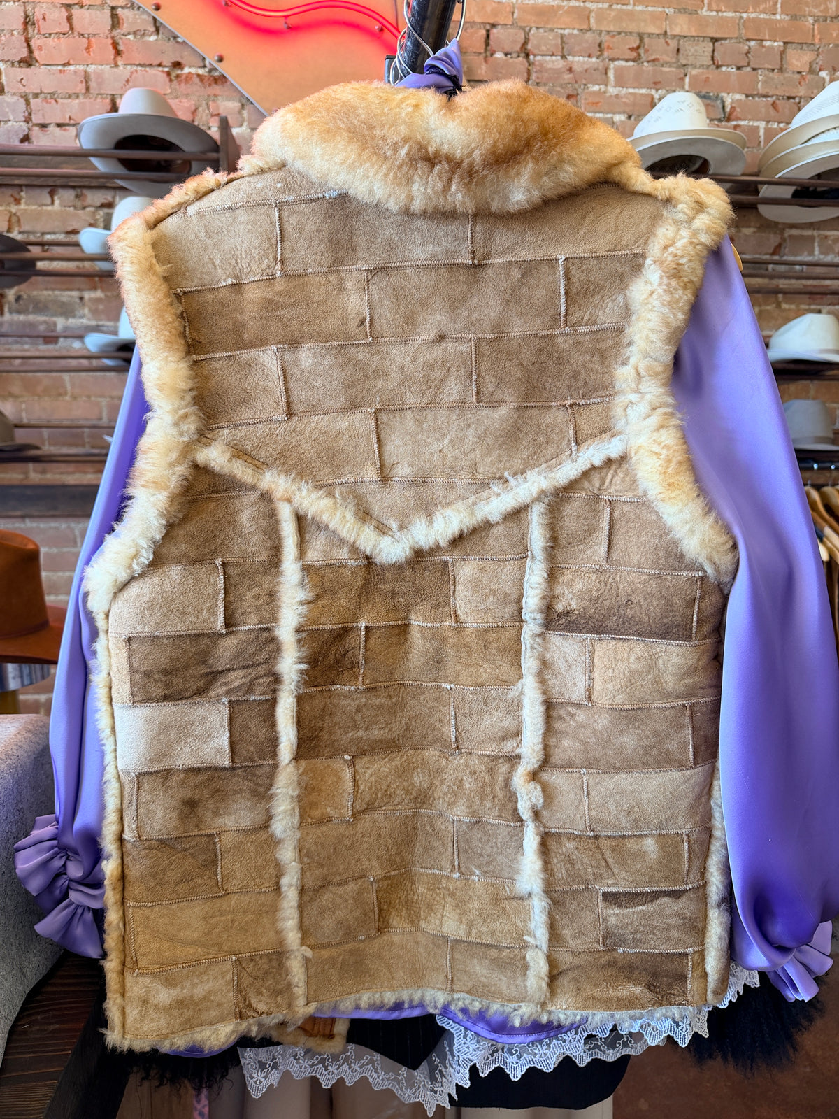 Stitched Leather & Shearling Vest