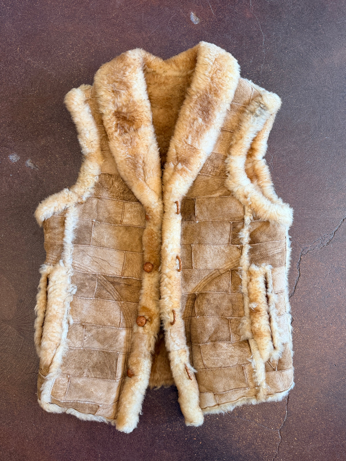 Stitched Leather & Shearling Vest