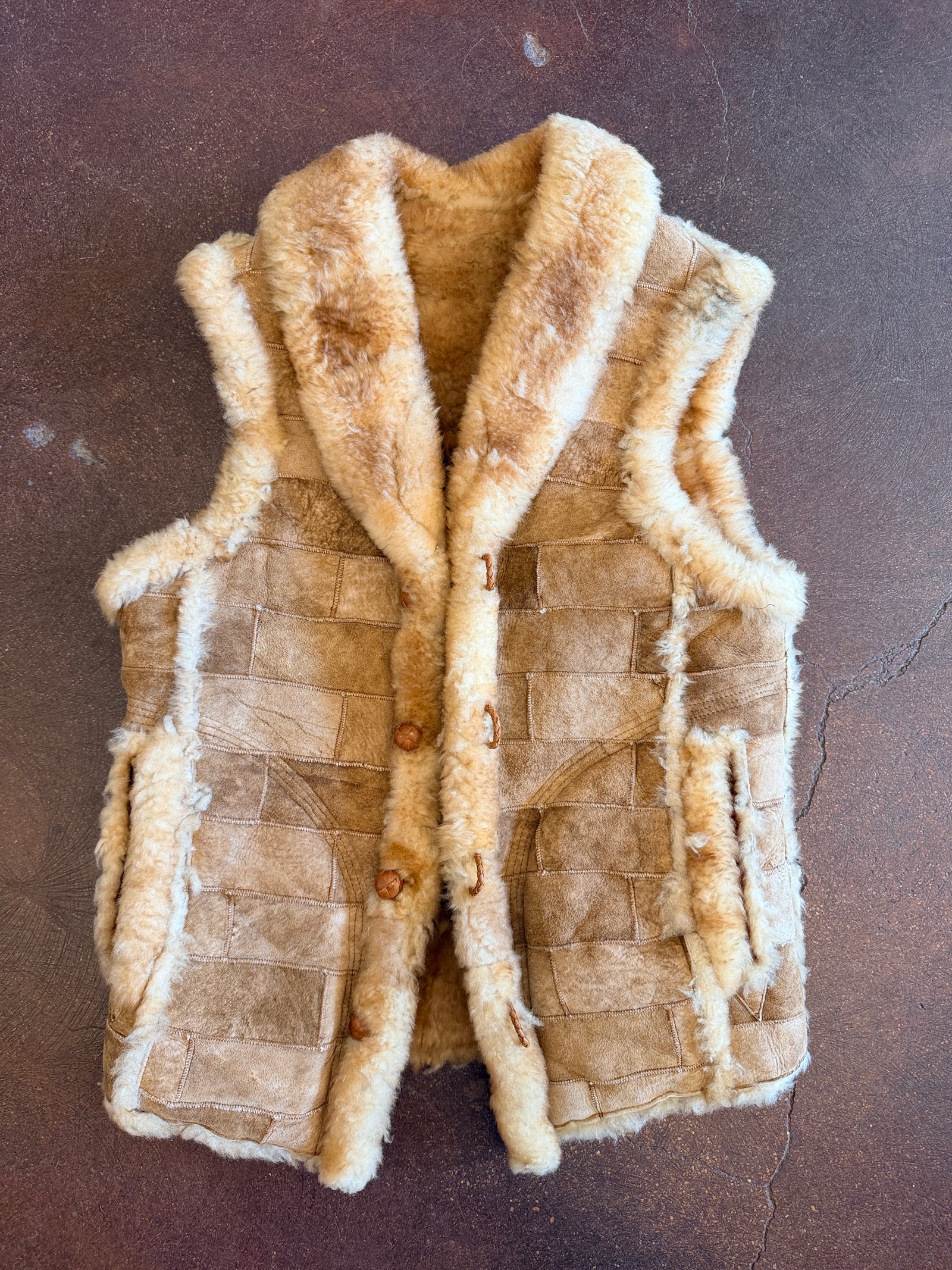 Stitched Leather & Shearling Vest