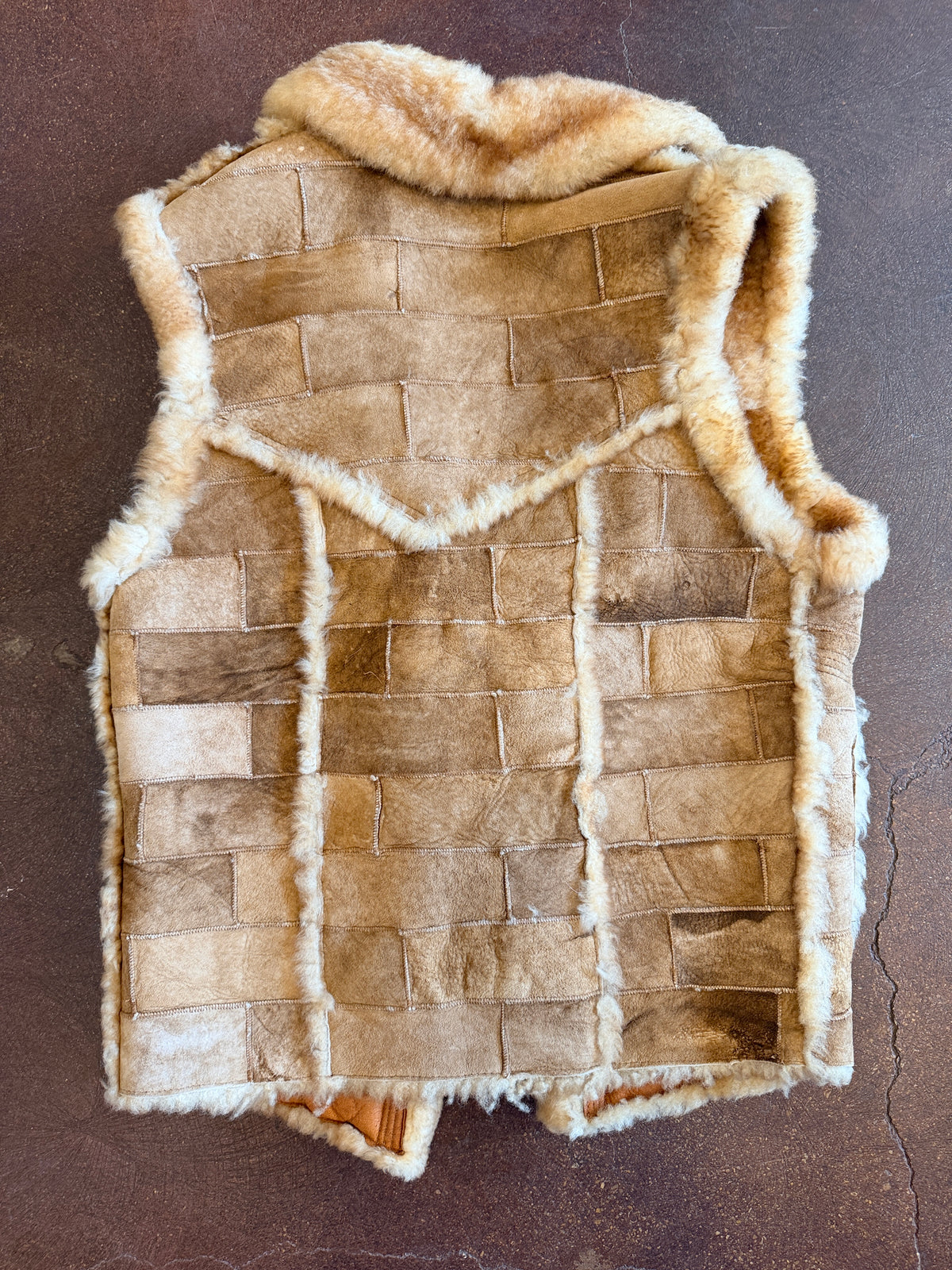 Stitched Leather & Shearling Vest